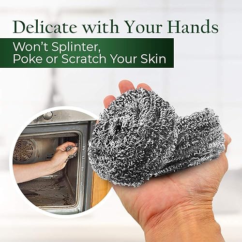 Vista 5 de Stanley Home Products Depuradores de acero inoxidable – Esponja resistente a la corrosión para ollas, sartenes, parrillas, hornos, fregaderos