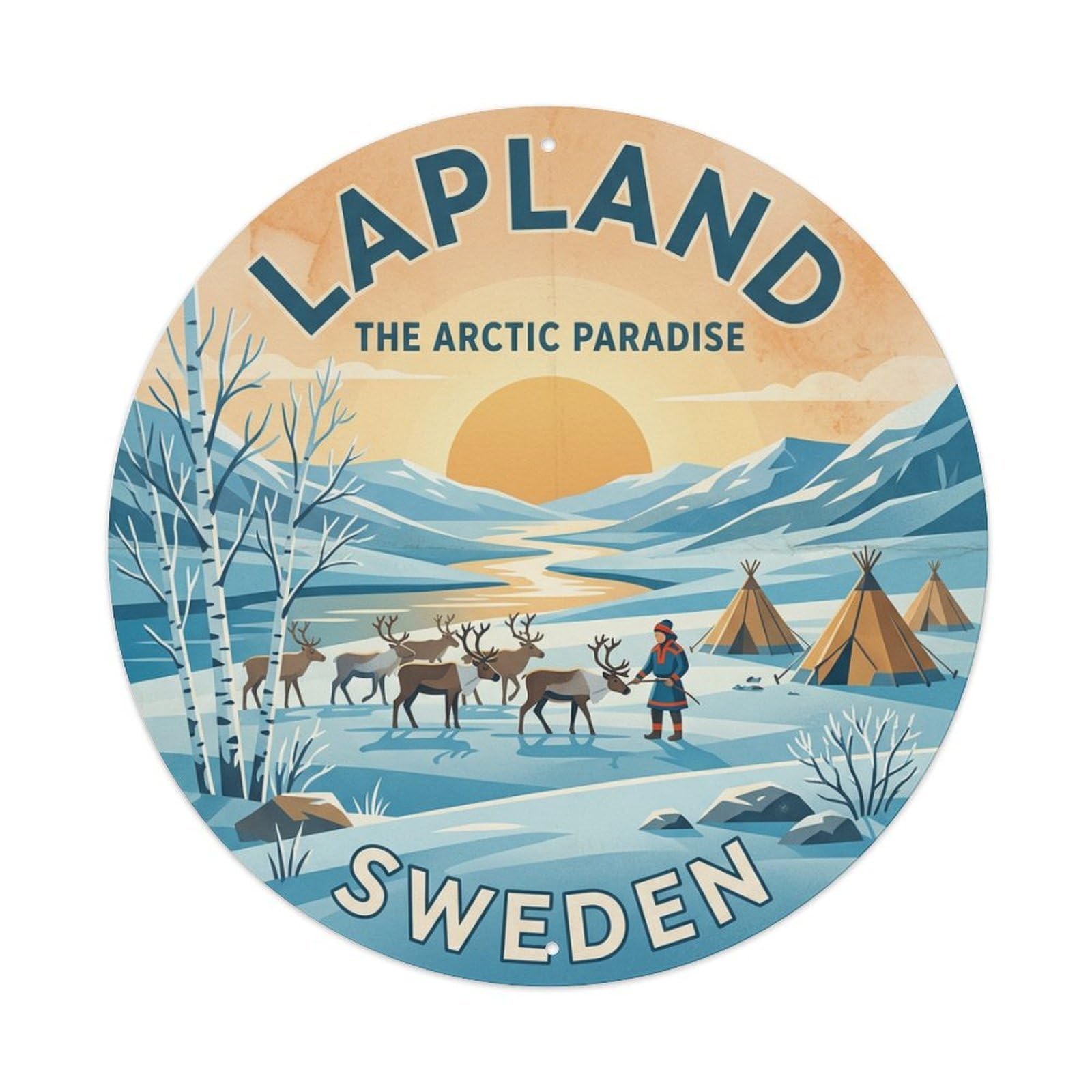 Vintage Travel Lapland Sweden Wilderness Metal Tin Sign