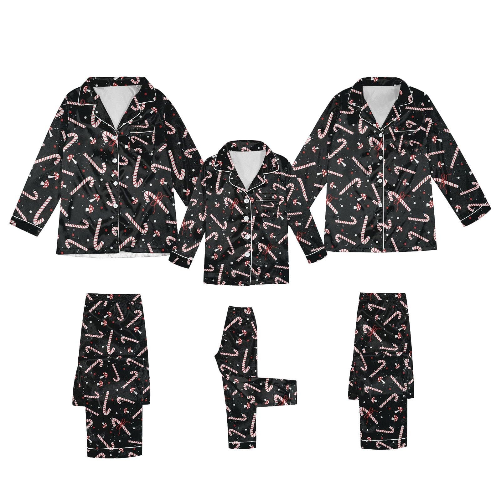 Silk Stain Family Pajamas Matching Sets 2025 Button Down Shirt and Pants Silky Xmas Pjs Jammies for Family Pictures