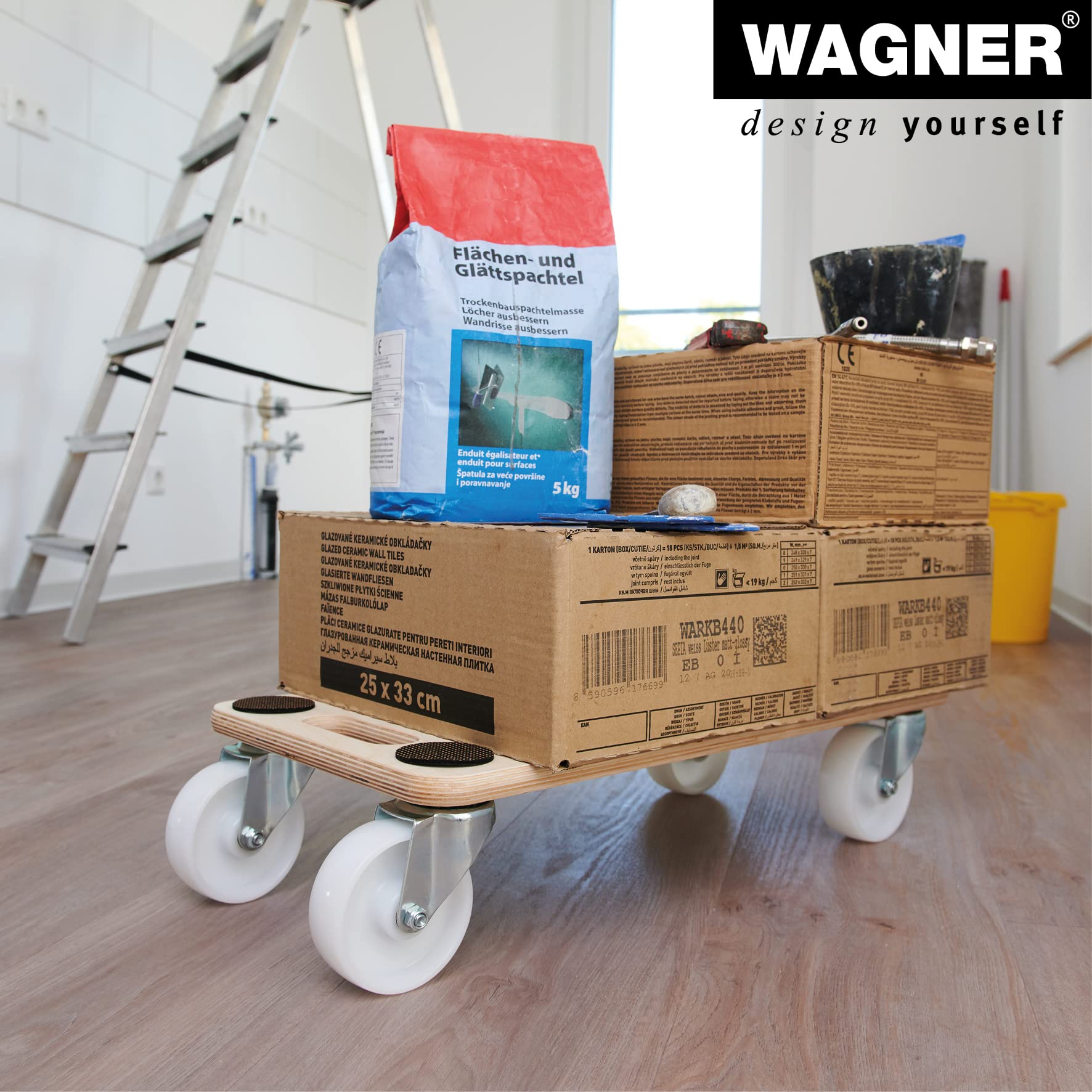 WAGNER Carrello da trasporto MM 1126 I 59 x 29 x 11 cm - portata 200 kg - per carichi pesanti e mobili I ruote morbide I maniglia di trasporto I punti antiscivolo I certificato FSC® - 20112601