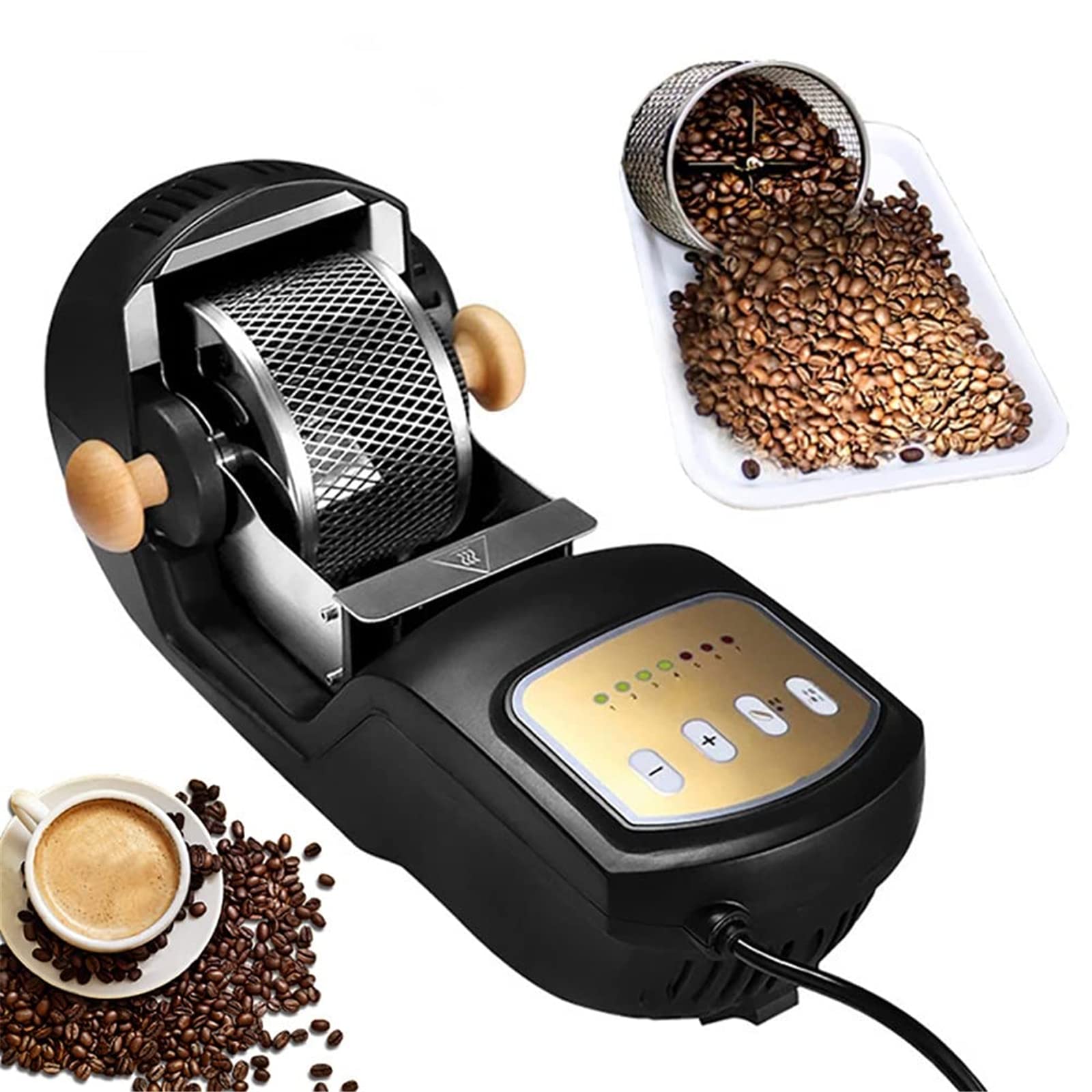 Máquina tostadora de café, máquina tostadora de Granos de café de Aire Caliente de 300 g, horneado y enfriamiento automático, Equipo de horneado 1-7 Ajustable para Hornear Granos de café Uso domésti