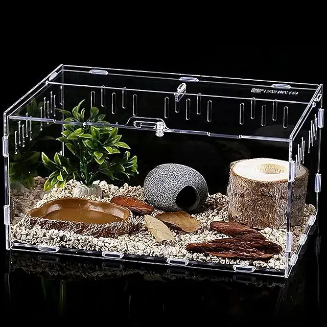 Terrario para ranas acrílico transparente, caja de transporte para reptiles 30x20x15cm
