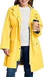 Kikibell Plus Size Rain Jackets for Women Raincoats Waterproof Windbreaker Jacket Hooded Outdoors Trench Coat with Pockets