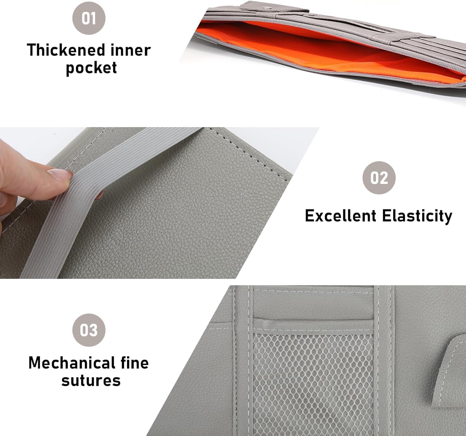 Car Sun Visor Organizer for Renault Zoe ZE50, Sun Visor Organizers for Car, Visor Holder, Multi-Pocket Document Folder,B/Black