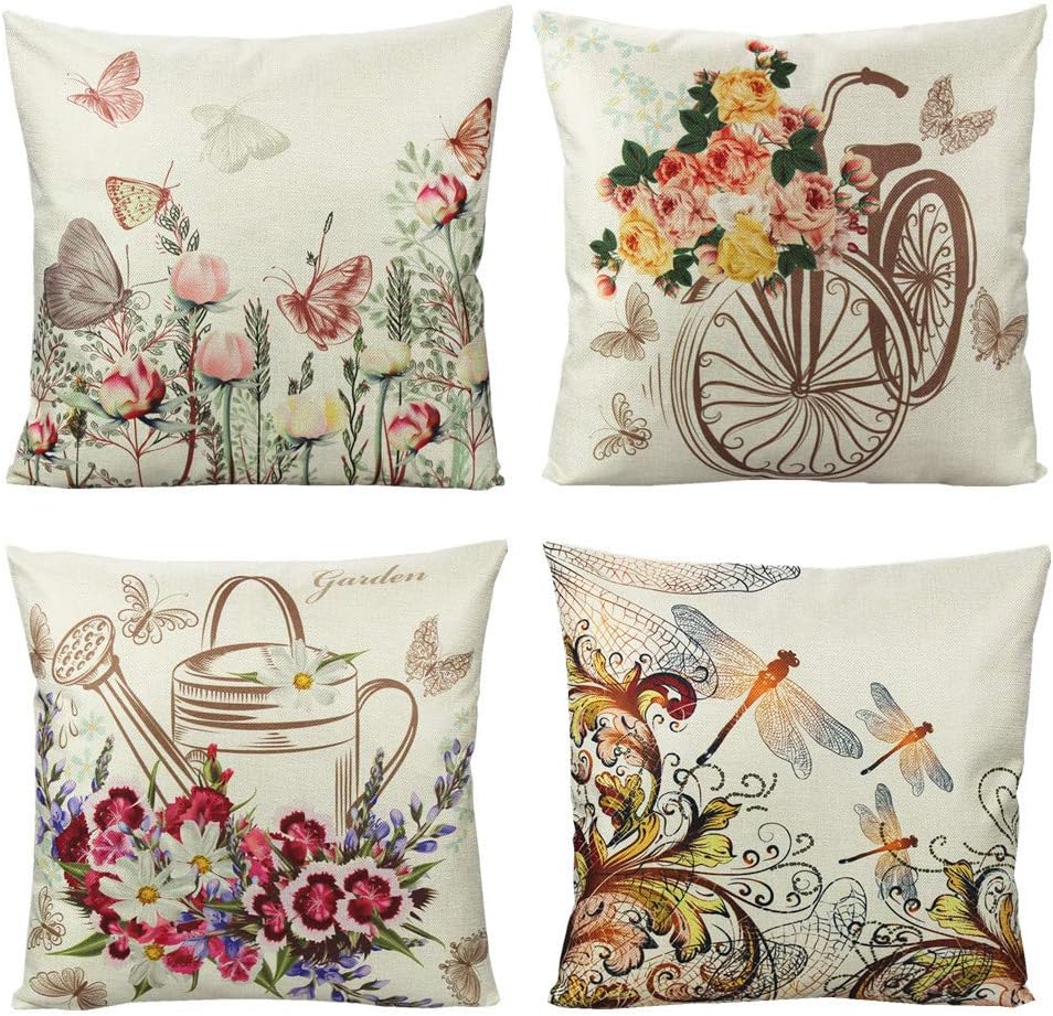 Garden Butterfly & Dragonfly Pillow Covers