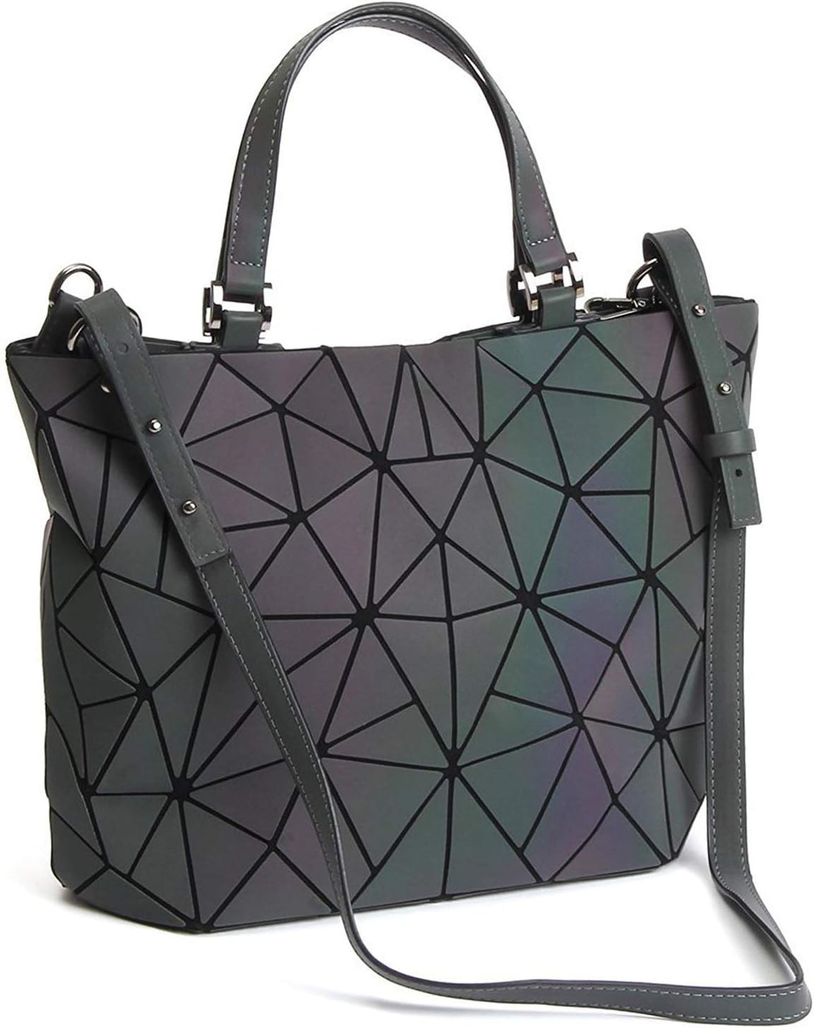 Geometric Luminous Purses and Handbags Holographic Reflective Crossbody Bag Wallet Flash Rainbow Tote