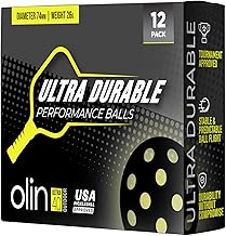 OLIN Ultra40 Ultra Durable Outdoor Pickleball Balls USA Pickleball Approved USAPA 12-Pack, Optic Yellow