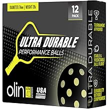 OLIN Ultra40 Ultra Durable Outdoor Pickleball Balls USA Pickleball Approved USAPA 12-Pack, Optic Yellow