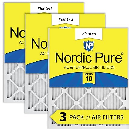Nordic Pure 16x16x1M10-3 MERV 10 AC Furnace Filter 16x16x1 Merv 10 AC Furnace Filters Qty 3