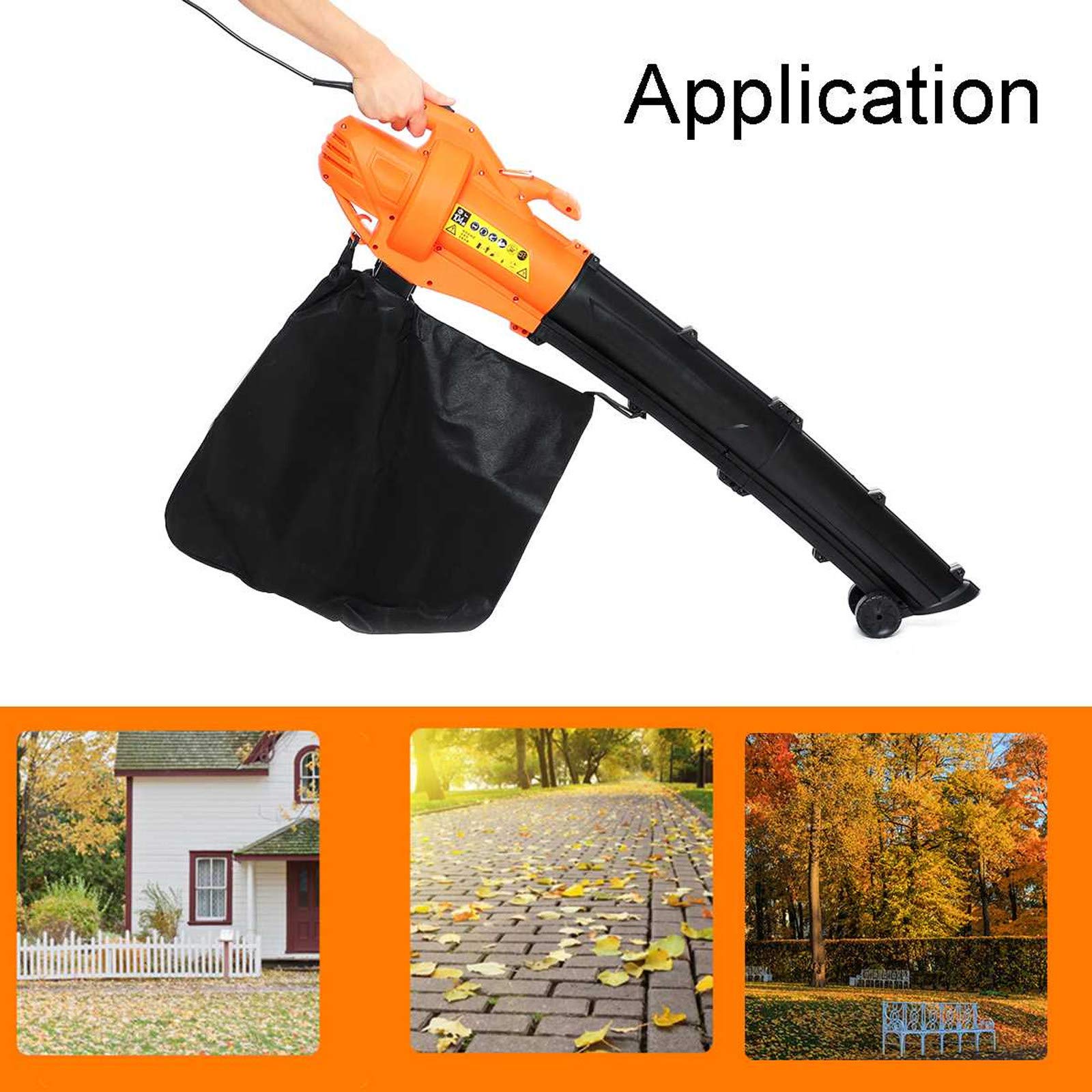 Aspiradora Sopladora De Hojas con Bolsa Recolectora De 35 L, Sopladora/Aspiradora Eléctrica 3 En 1 para Jardín con Ruedas, para Garaje/Nieve
