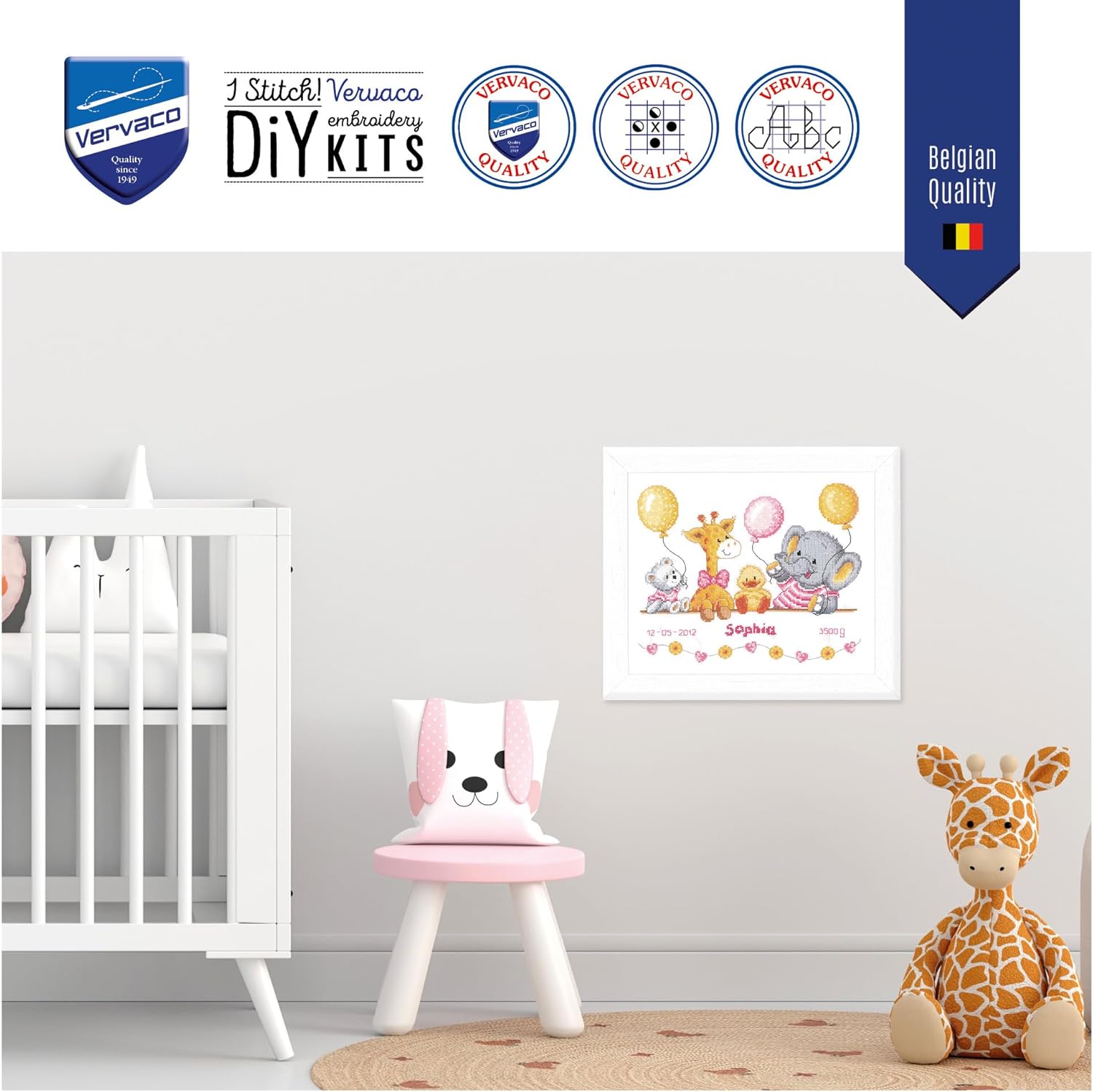 Vervaco Counted Cross Stitch Kit Baby Shower II 10.8 inch x 8.8 inch