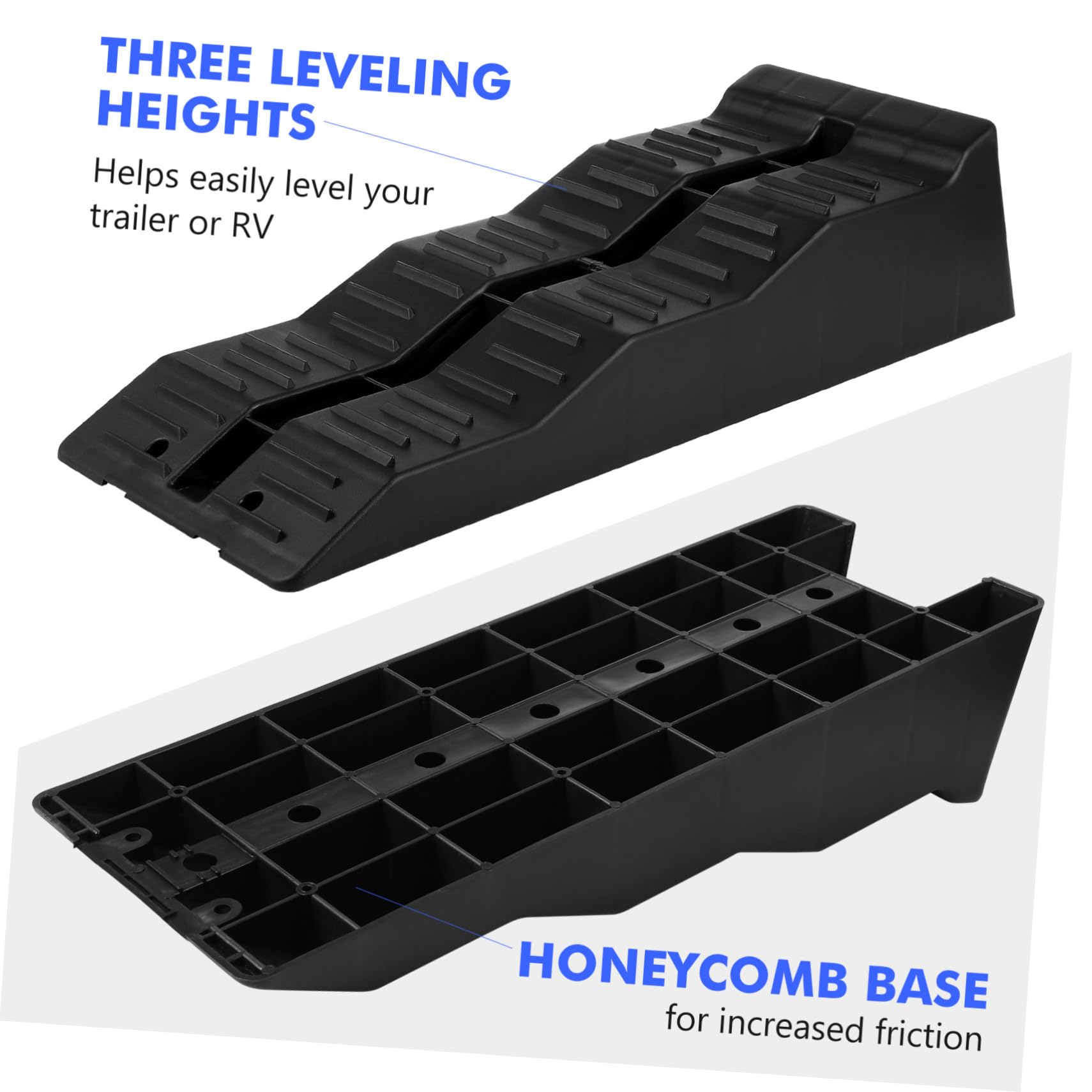 Cabilock 2 piezas Cuñas Niveladoras para Autocaravanas Bloques de Plástico Hdpe Triple para Remolques y Caravanas Rampas Resistentes hasta Toneladas Estabilidad Terreno Irregular