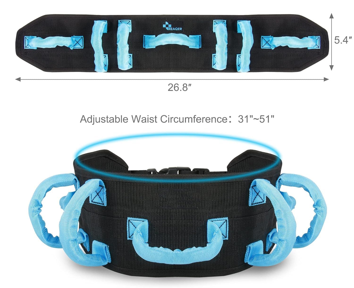 GEDRACKPMYN Transfer and Walking Gait Belt, Rehabilitation Assistive Device Safety Gait Belt with 7 Handles, Stroke Patients Standing Walking Recovery Training Belt