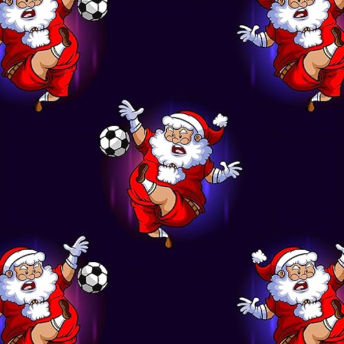 Miniatura 2 de Divertido papel de regalo de fútbol de Papá Noel de Navidad, papel de regalo grueso para jugadores de fútbol sala (rollo de 12 pies x 30 pulgadas)