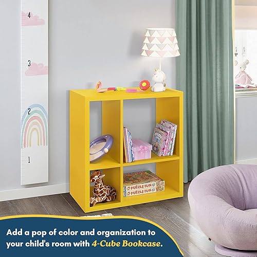 Miniatura 11 de Kings Brand Furniture - Katelyn - Estantería abierta de 4 cubos, organizador de almacenamiento de juguetes para niños (verde)