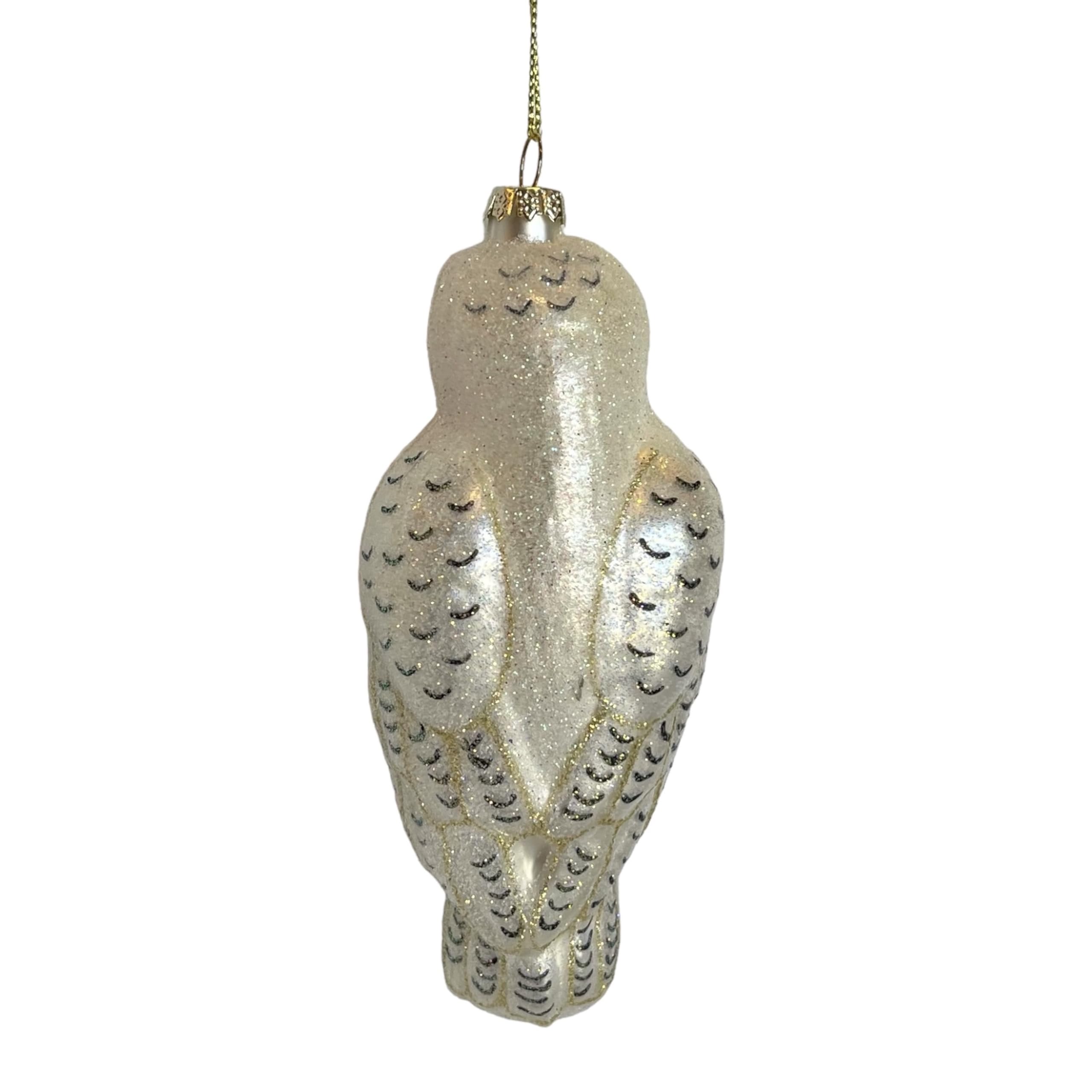 Cobane Studio - Adorno de búho nevado, vidrio soplado a mano, adorno de pájaro pintado a mano para árboles de Navidad y decoración del hogar