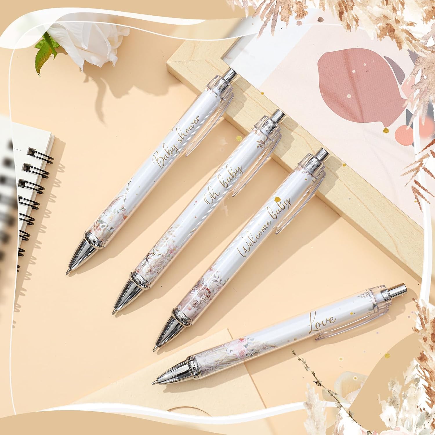 Chuangdi 24 Pcs Boho Baby Shower Ballpoint Pens, Black Ink image 4
