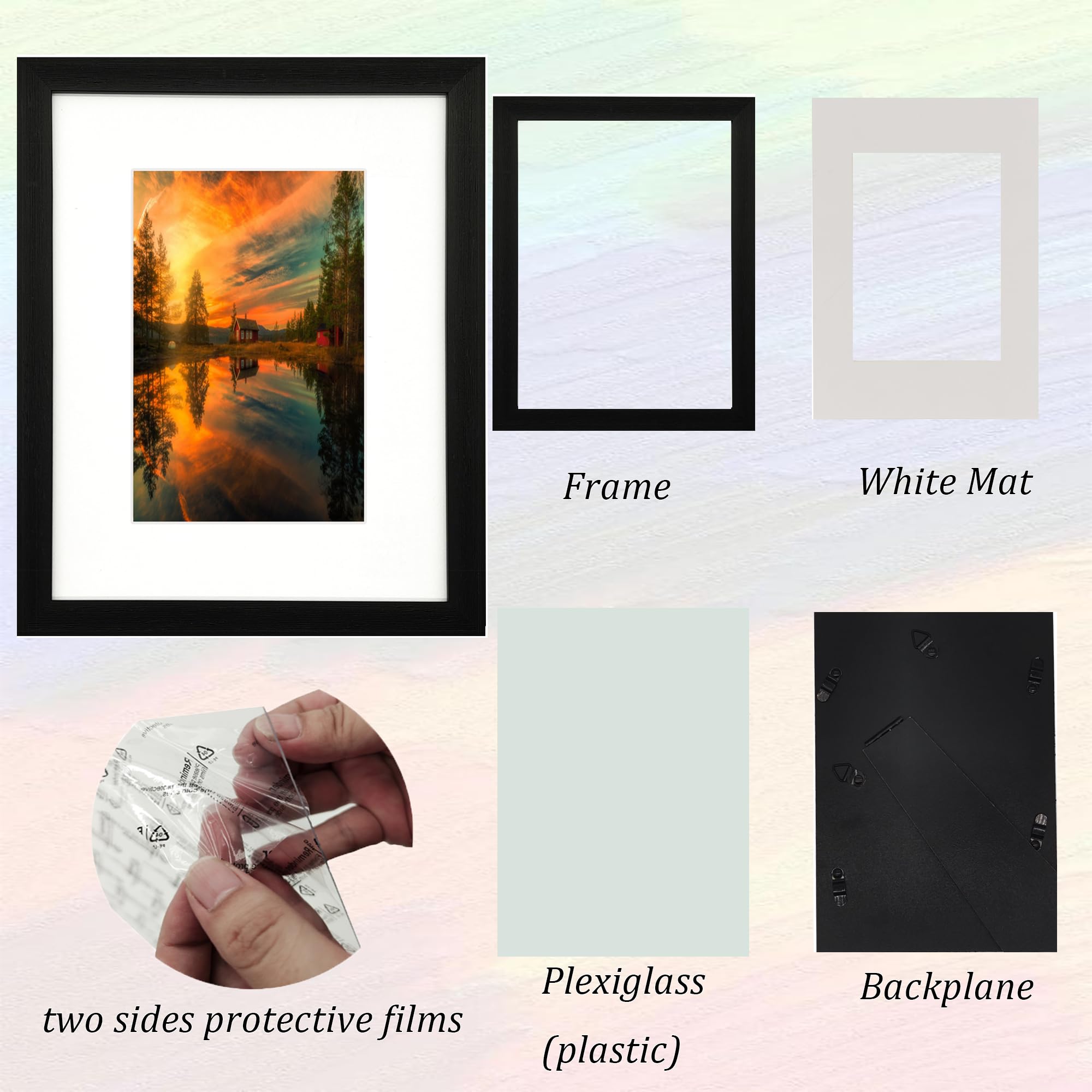 8 x 10 (20,3 x 25,4 cm) ramka na zdjęcia galeria ramka na zdjęcia z matą 5 x 7, wolnostojąca i montowana na ścianie, czarna