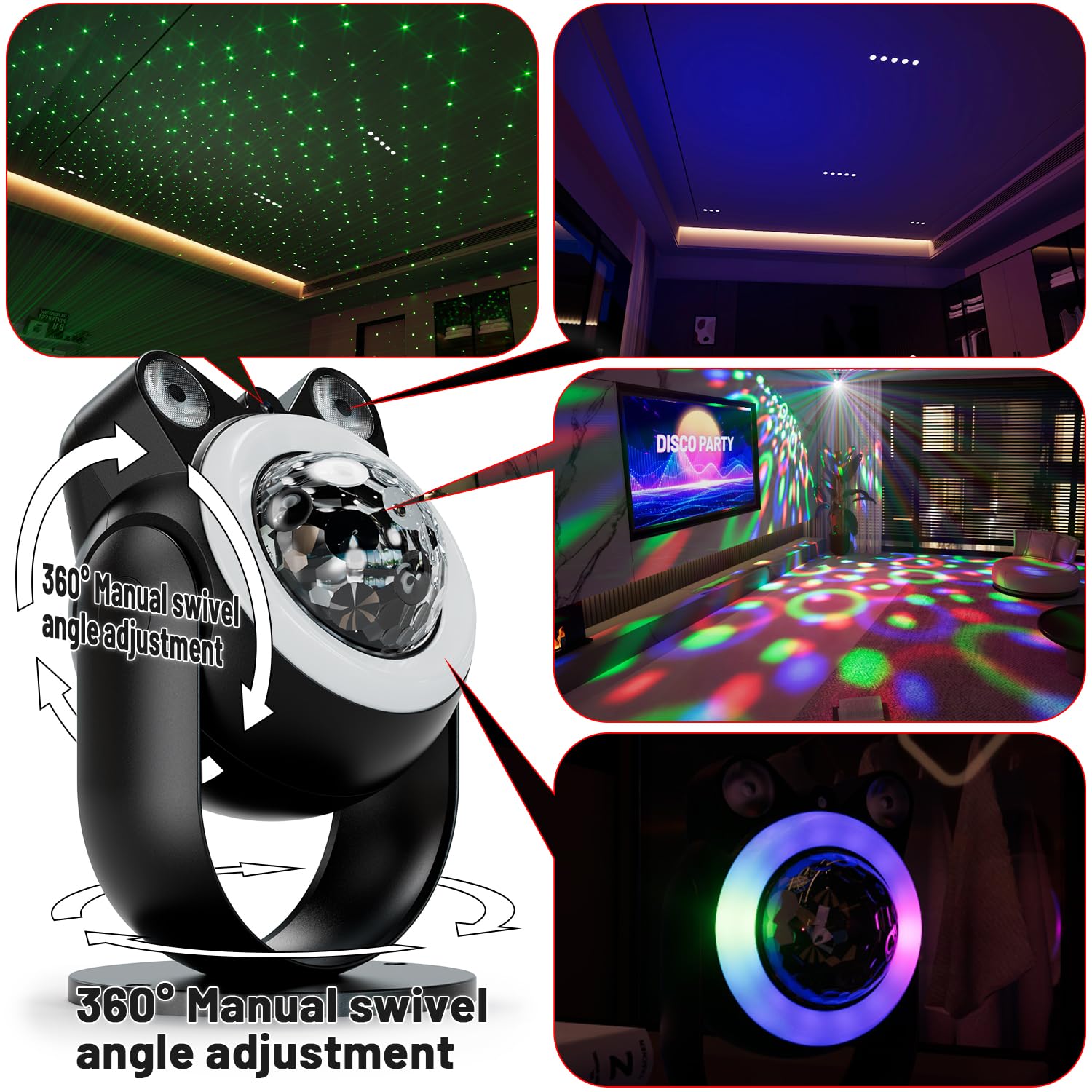 DJ Party Lichter Disco Lichter Disco Lichter mit Sternenprojektor Sound aktiviert Strobe für Party Bar Geburtstag Hochzeit DJ Pub Urlaub Live-Show
