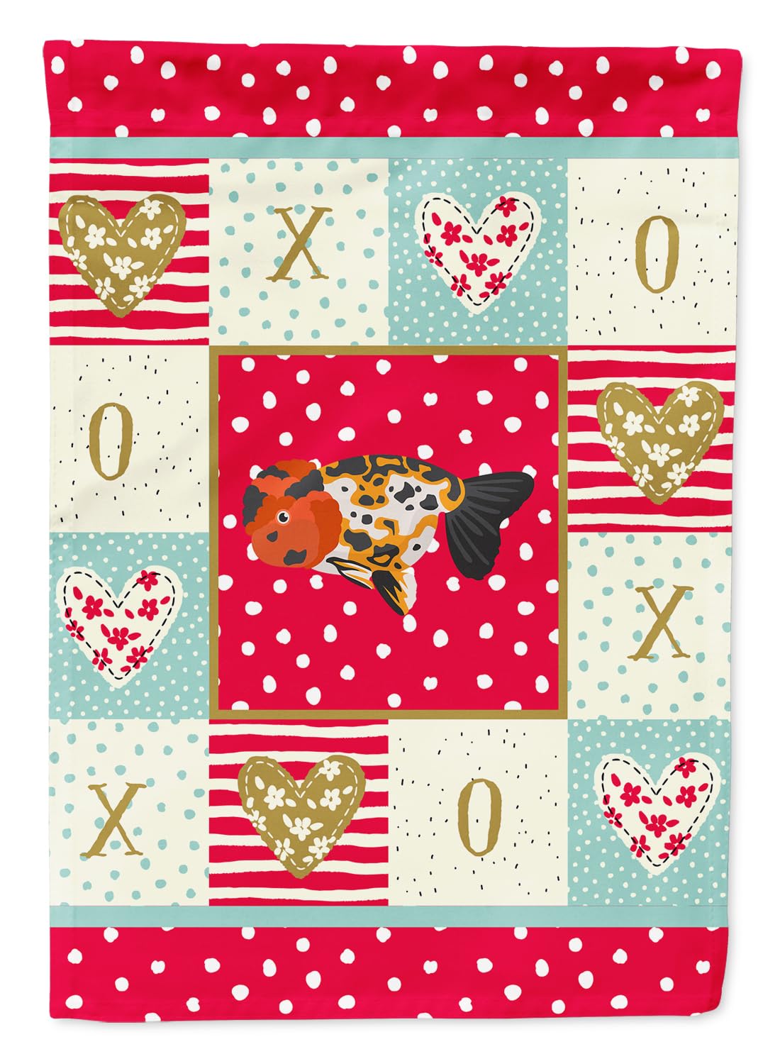 Drapeau Ranchu Goldfish Love de jardin format S multicolore