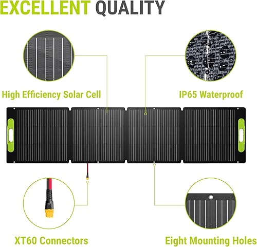 Miniatura 8 de Newpowa Kit de panel solar portátil de 200 W con funda de soporte ajustable, panel plegable de 200 vatios y 12 voltios+controlador MPPT de 20