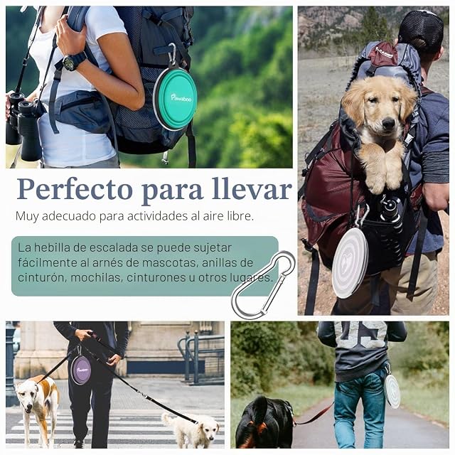 Foto 3 de 7 de Pawaboo [2PZS Cuencos de Viaje de Silicona con Tapas para Perros Gatos con 1Litro de Capacidad, Alimentador…