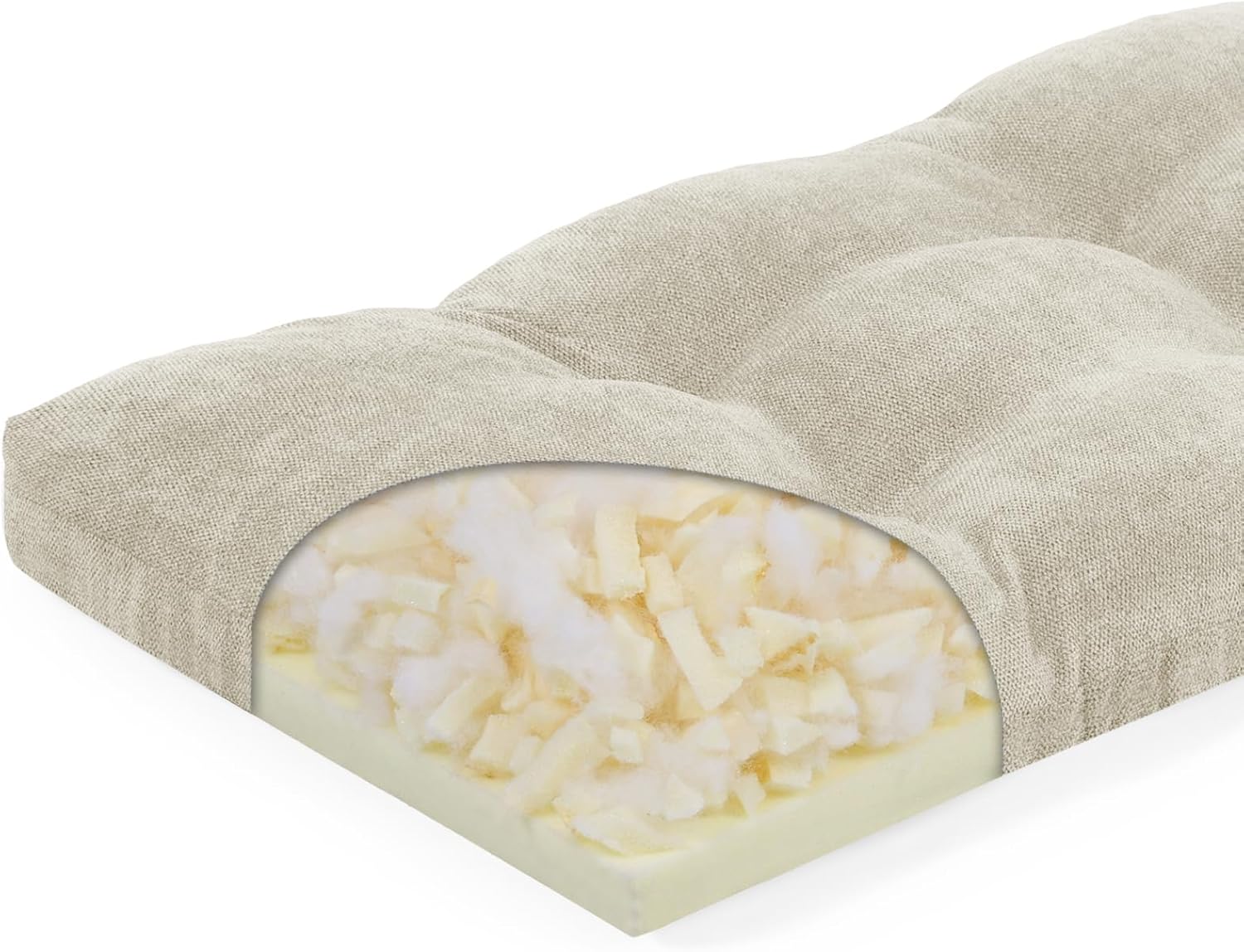 baibu 42 Inch Memory Foam Bench Cushion, Dual-Layer Patent Design Non-Slip Indoor Bench Cushion with Ties, 42x15x3Inch, Beige