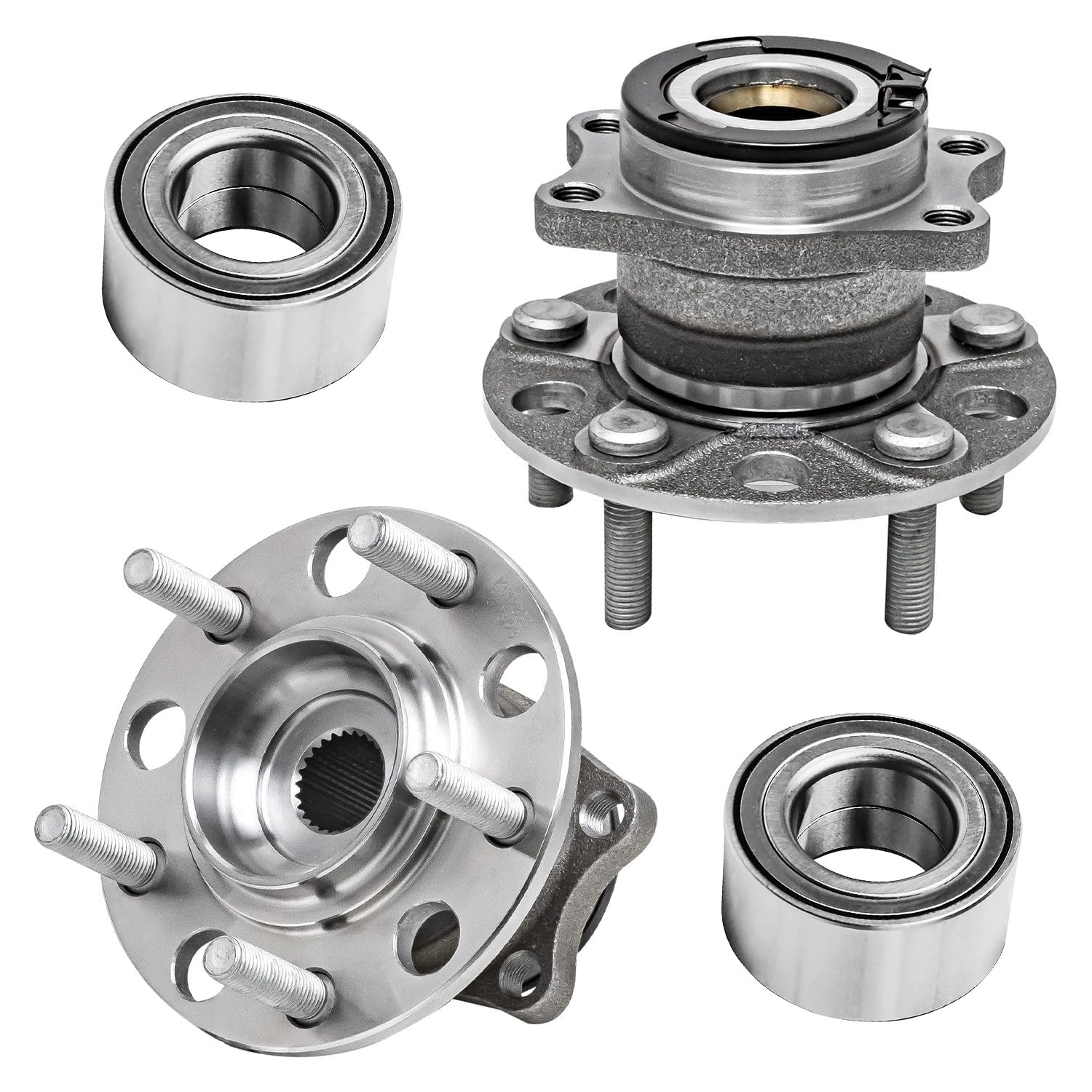 Detroit Axle - 4WD/AWD Front &amp; Rear Wheel Bearing &amp; Hubs For 07-17 Compass