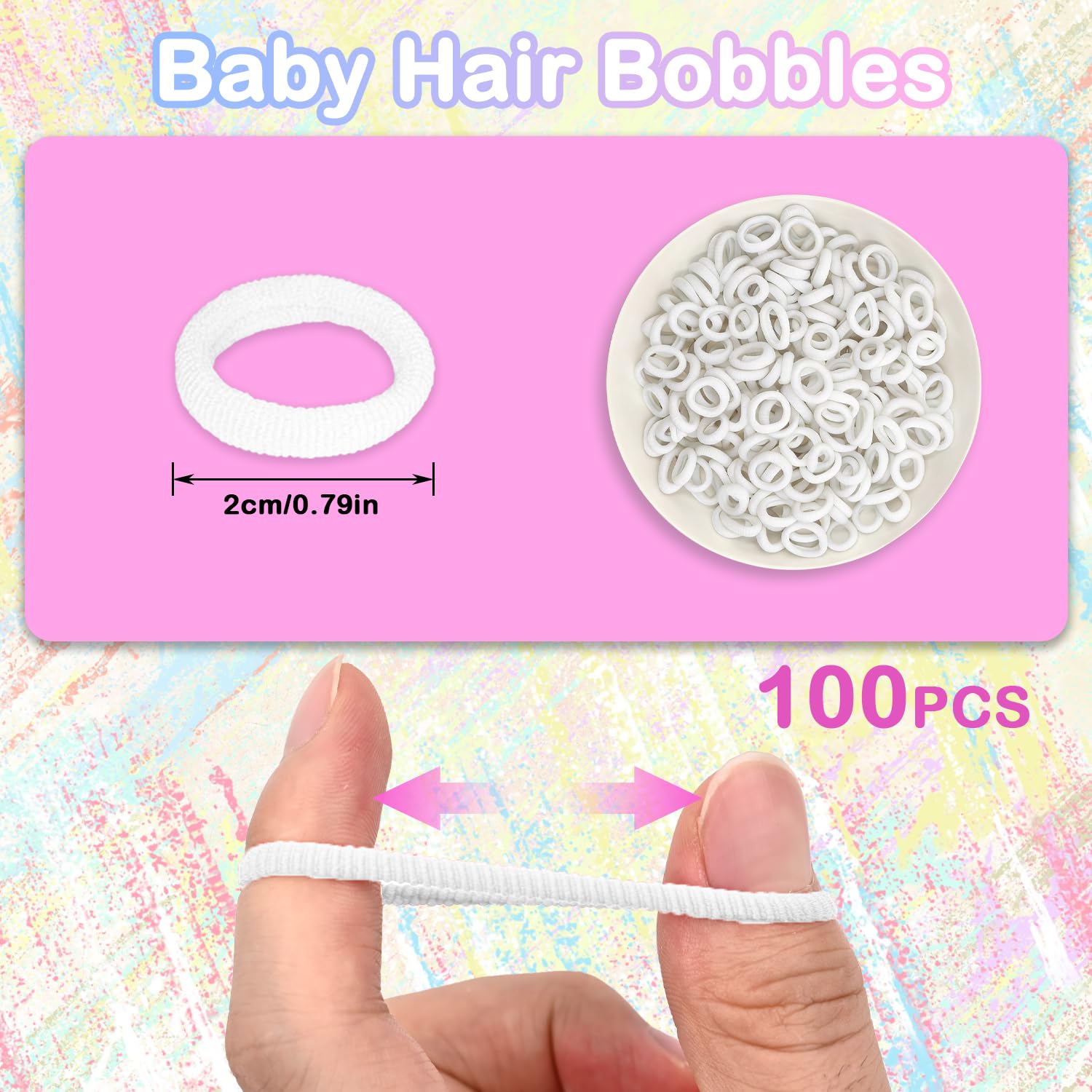 100 Élastiques à Cheveux pour Bébés, Blancs | Accessoires Cheveux Filles, Nourrissons, Enfants