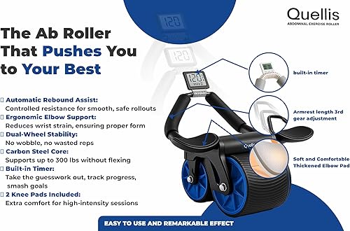 Miniatura 2 de AB Roller for Men & Women Core Strength Training Wheel Set with Elbow Support & 2 Knee Pads Abdominal Exercise Roller for Core Stability, Belly