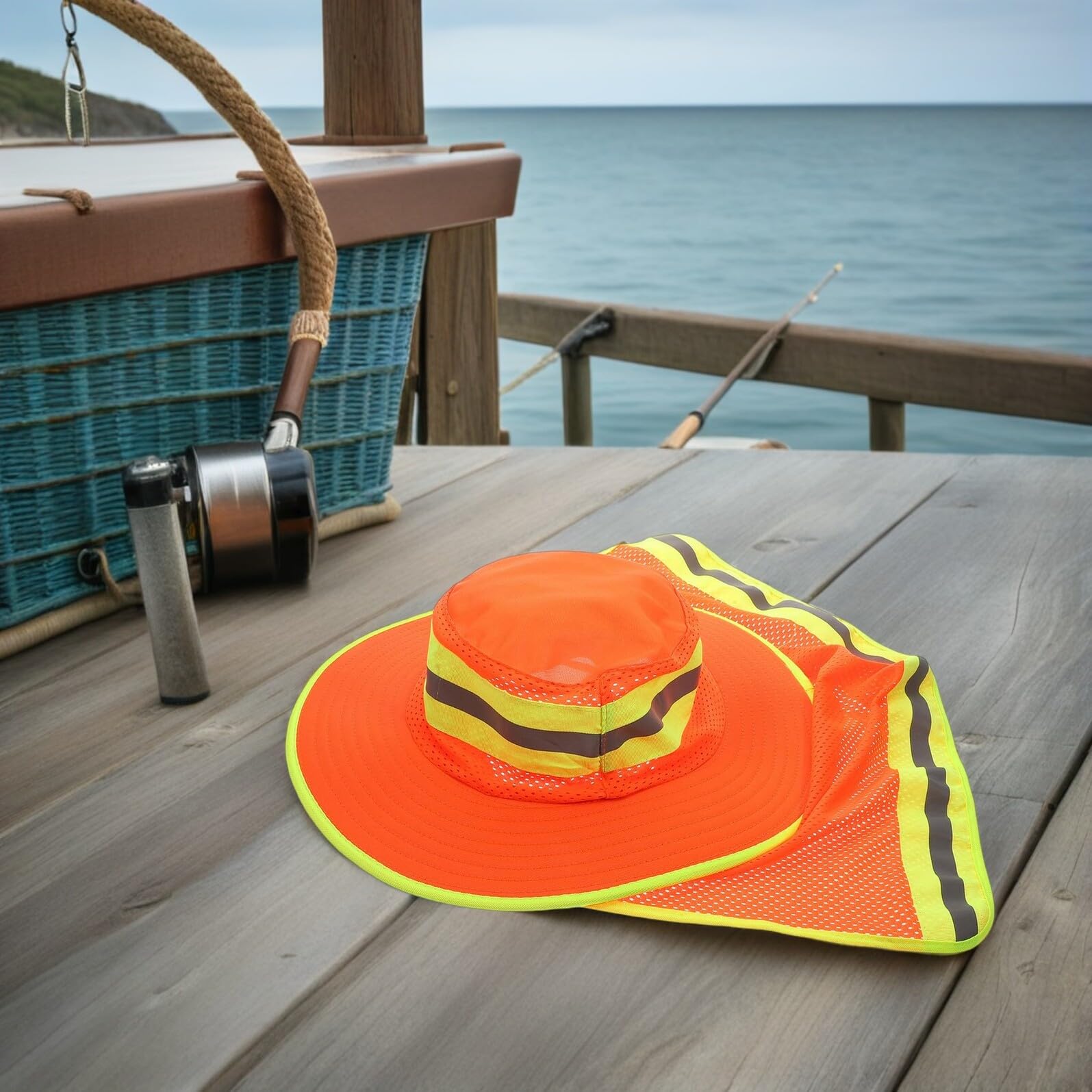 Sombrero de Pesca de ala Ancha 2 Piezas Naranja Unisex