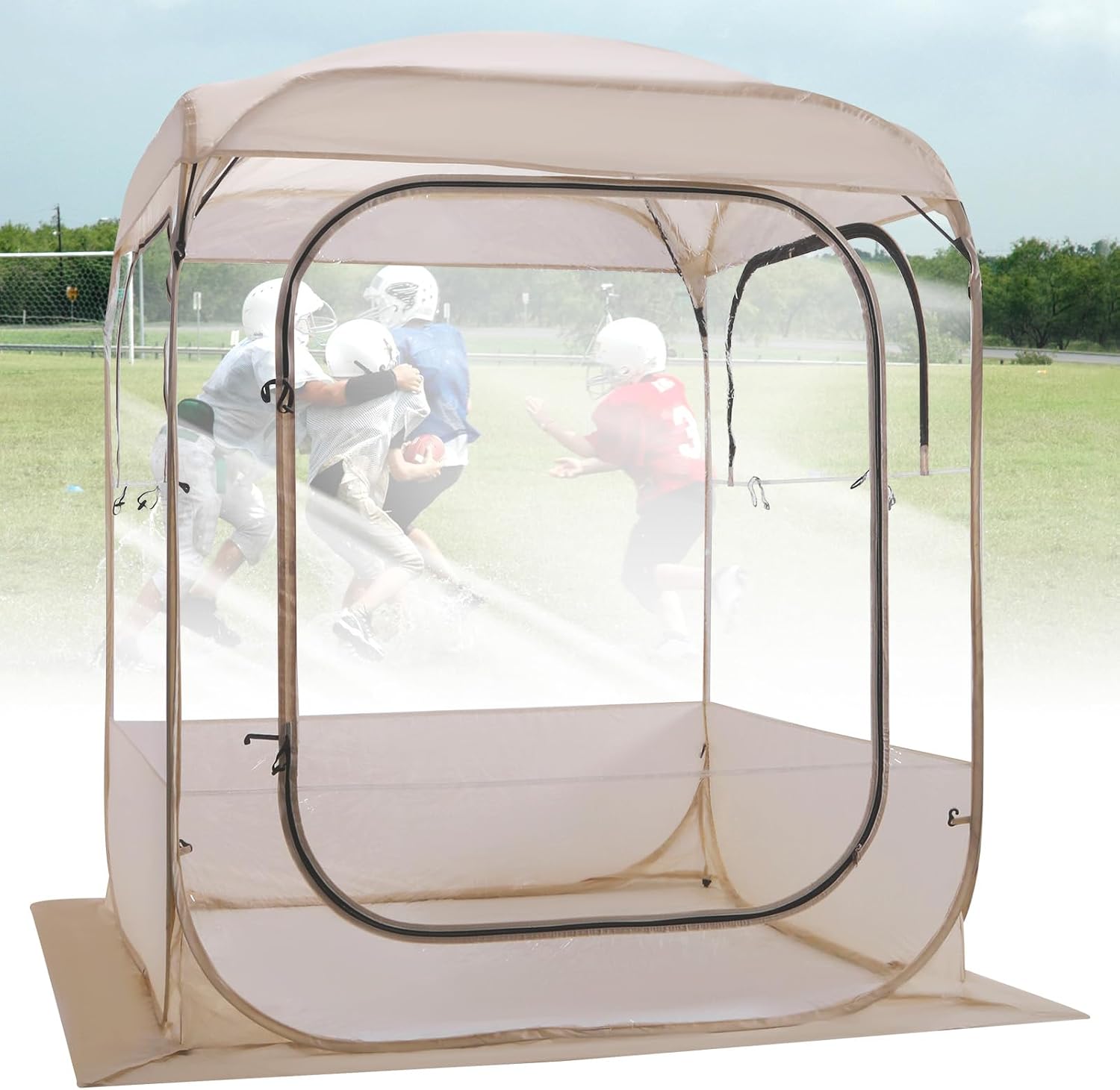 All Weather Sports Tent 360 Panoramic View Rainproof Camping Sun Shelter Quick Setup for Sports Events Camping Fishing Cheering (150 * 150 * 195CM)