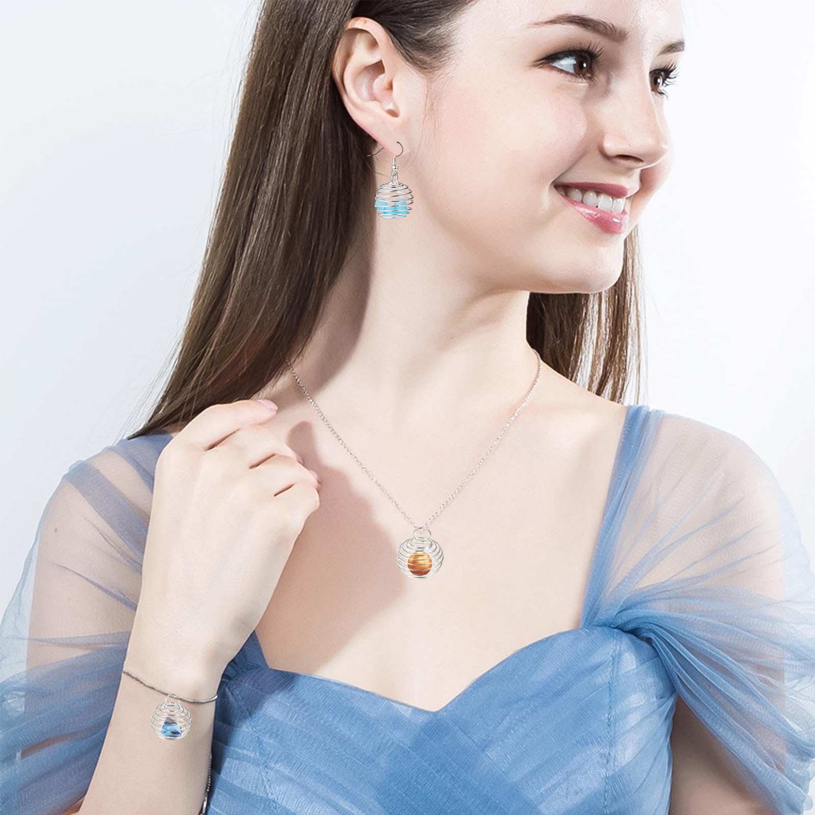 Colgante de 30 jaulas de cuentas en espiral, soporte de piedra de joyería de cristal, jaulas en espiral para cristales, cuentas de joyería, jaula de cristal para hacer aretes, collares