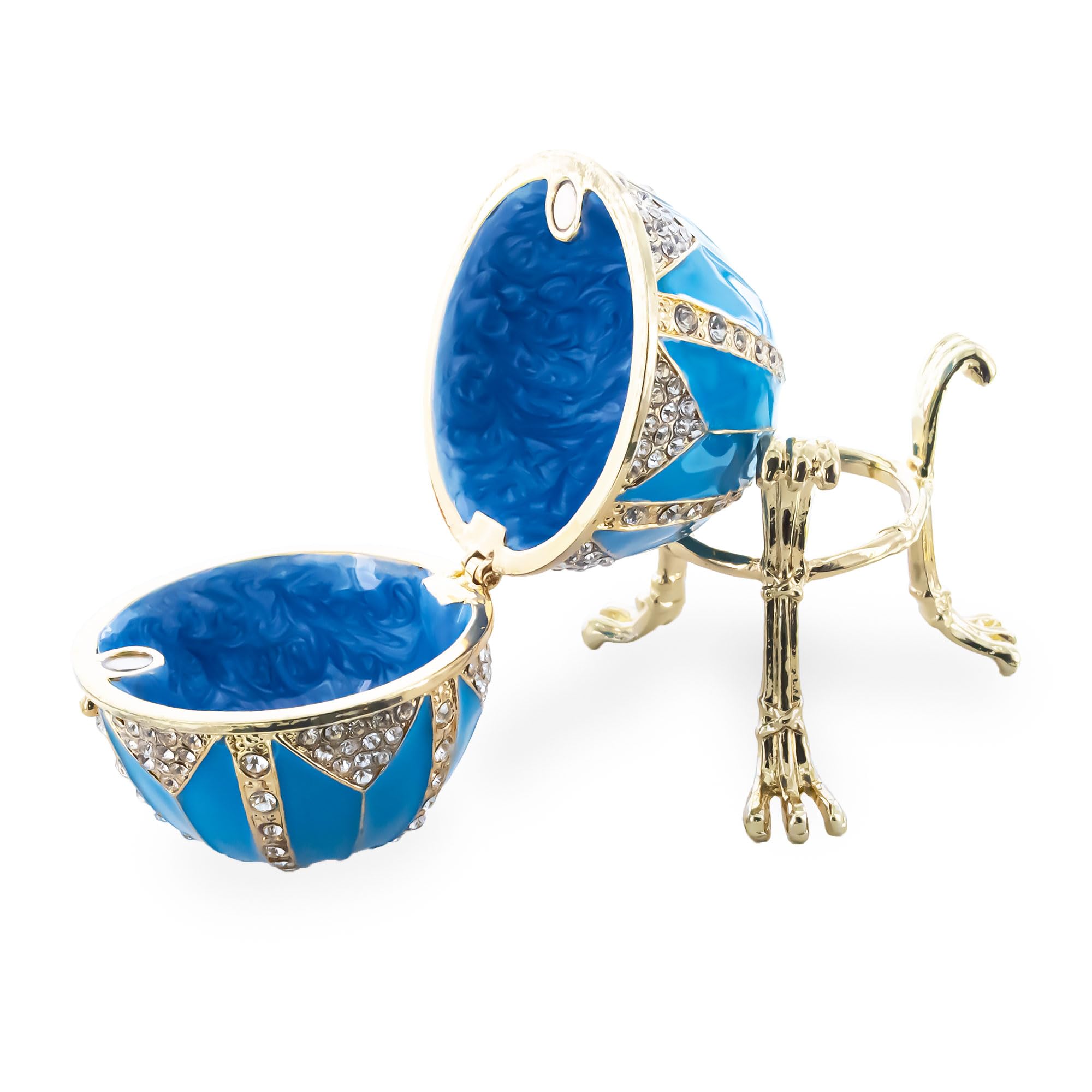 Cristal Rombo en Huevo de Pascua de Metal Inspirado en el Real Azul Esmalte de 3.15 Pulgadas.