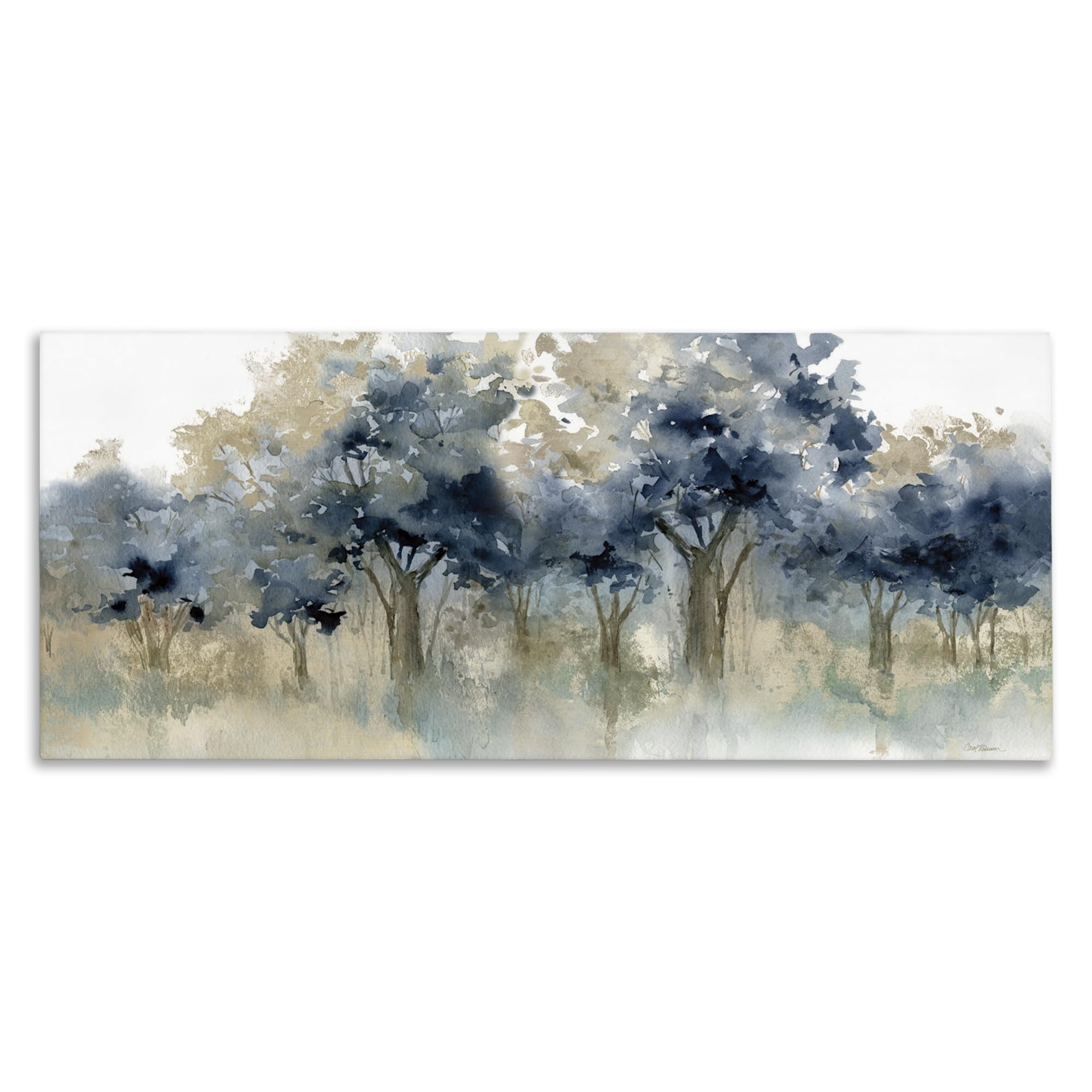 Stupell Industries 'Indigo Woodland Watercolor Study', Canvas Art, 30 x 13 Inches, Easy to Hang and Sturdy, Made in USA, by Carol Robinson