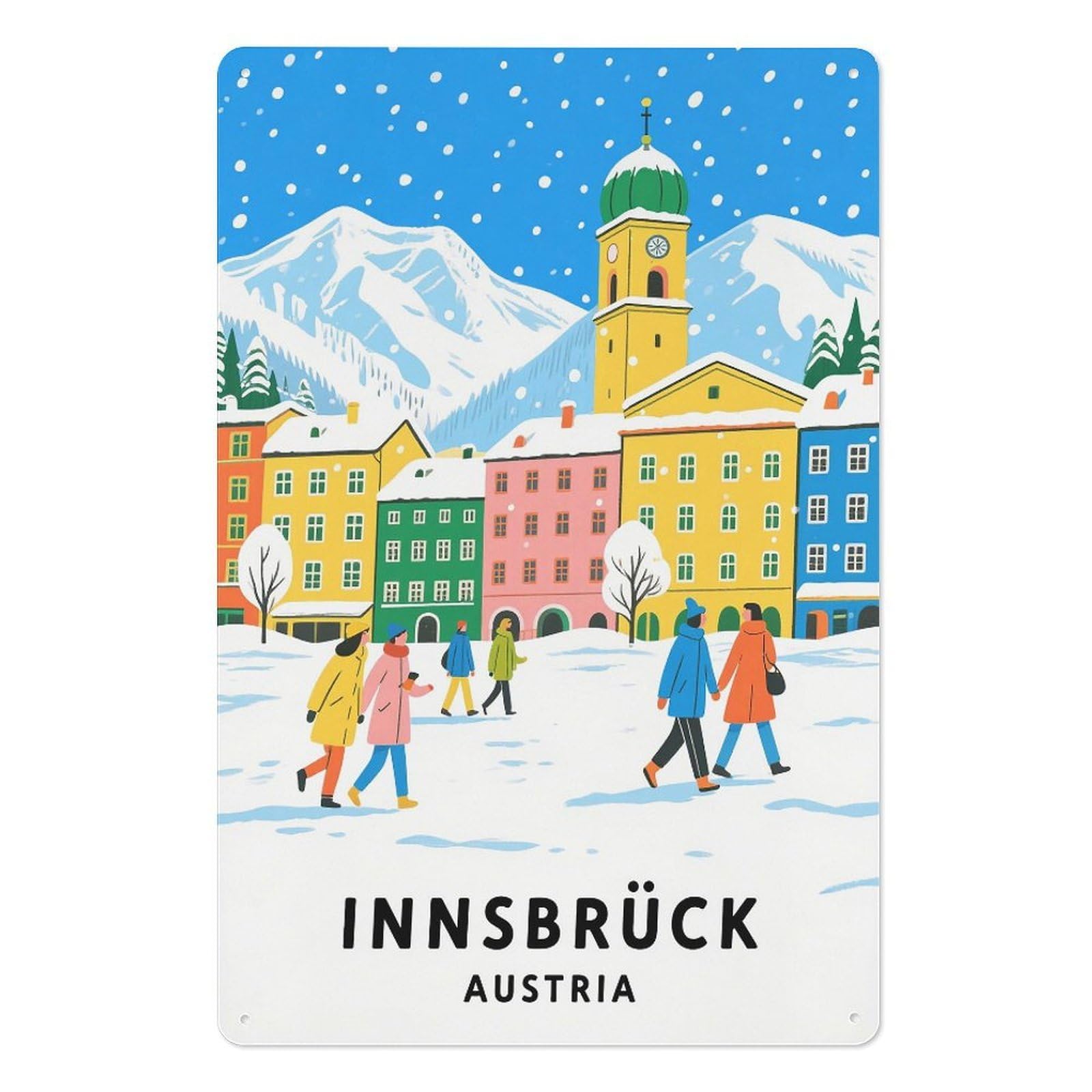 Innsbruck Austria Retro Design Tin Painting Vintage Tin Sign 08x12inch(20x30cm) Wall Art for Home Office Bedroom Living Room Cafes Wall Decor