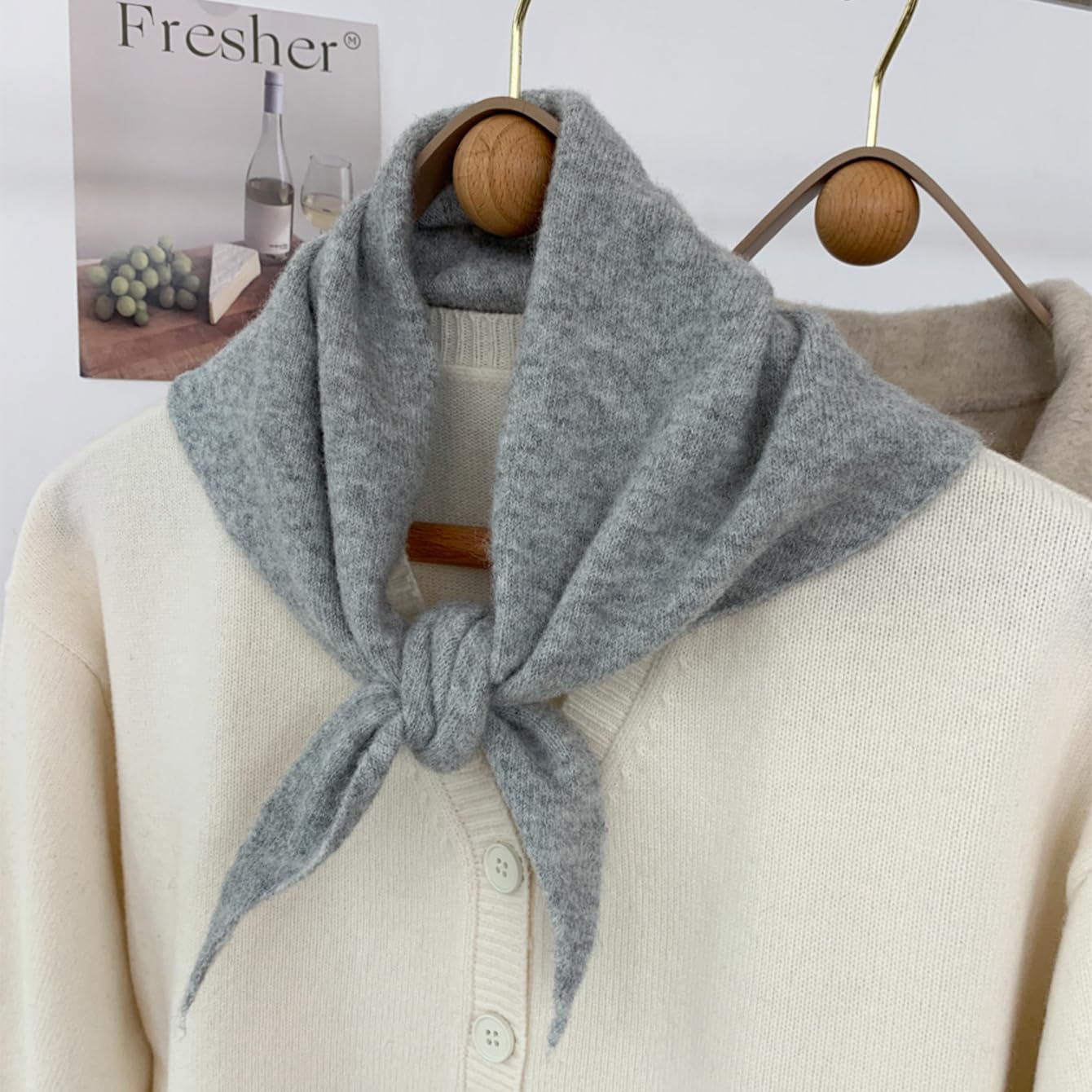 Knit Triangle Scarf for Women Knitted Head Scarf Y2k Bandana Fisherman Downtown Girl Aesthetic Accessories - Image 2