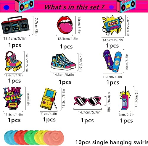 Miniatura 3 de 20 espirales colgantes para fiestas de cumpleaños de los años 80 y 90, decoraciones coloridas para fiestas (años 90)