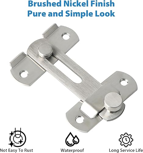 Miniatura 5 de Alise Cerradura de puerta de seguridad para valla de madera de granero, puertas francesas deslizantes de acero inoxidable SUS304 MS9500-LS níquel