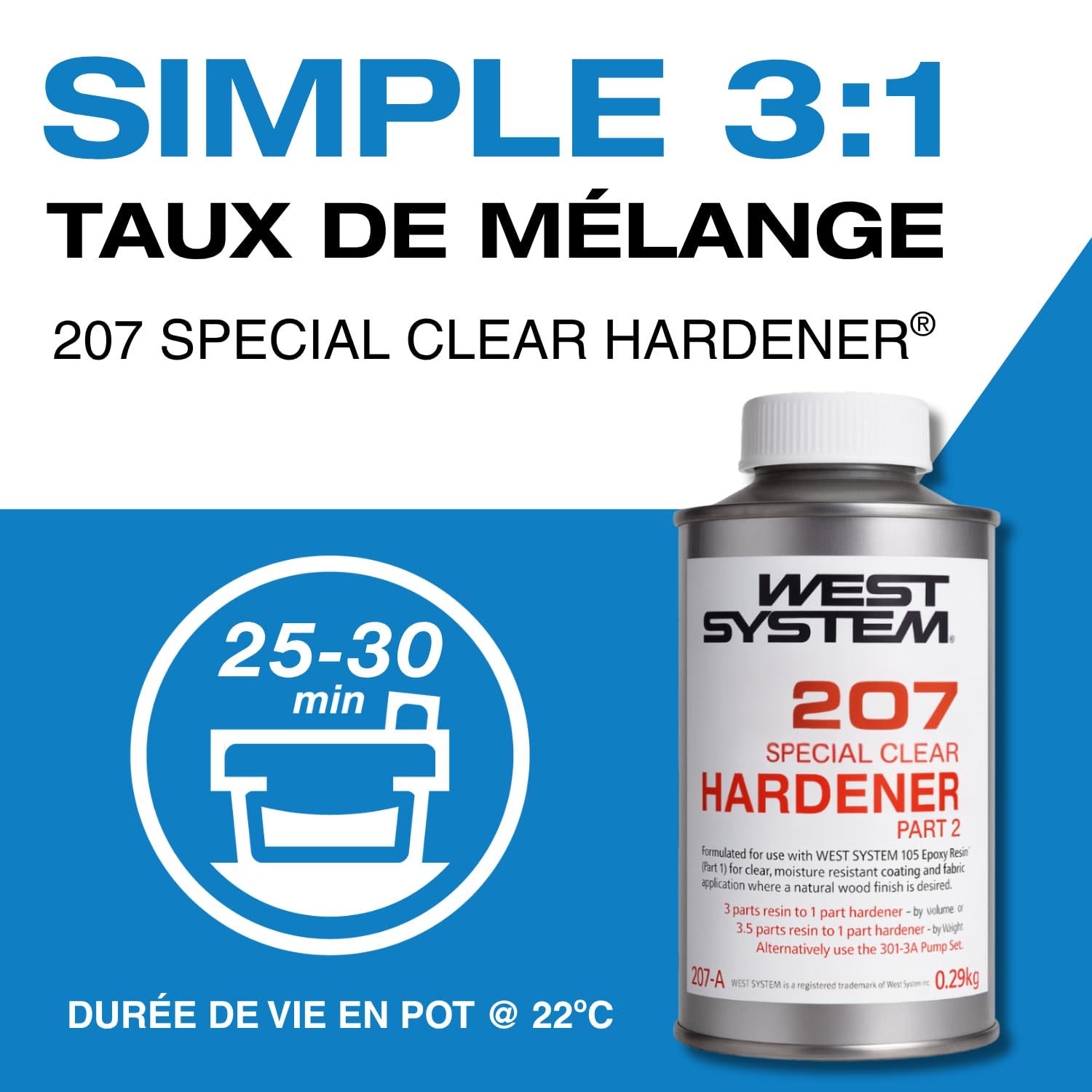 WEST SYSTEM 105/207 Résine époxy et durcisseur (pack de 1) - Époxy de qualité marine pour bois, métal et fibre de verre, convient à une utilisation extérieure - Pour les surfaces en polyester