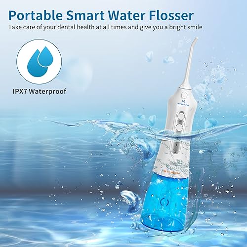 Miniatura 7 de Flosser de agua inalámbrico para dientes limpiador de dientes portátil de agua recargable IPX7 impermeable con 3 modos 5 chorros dentales irrigador