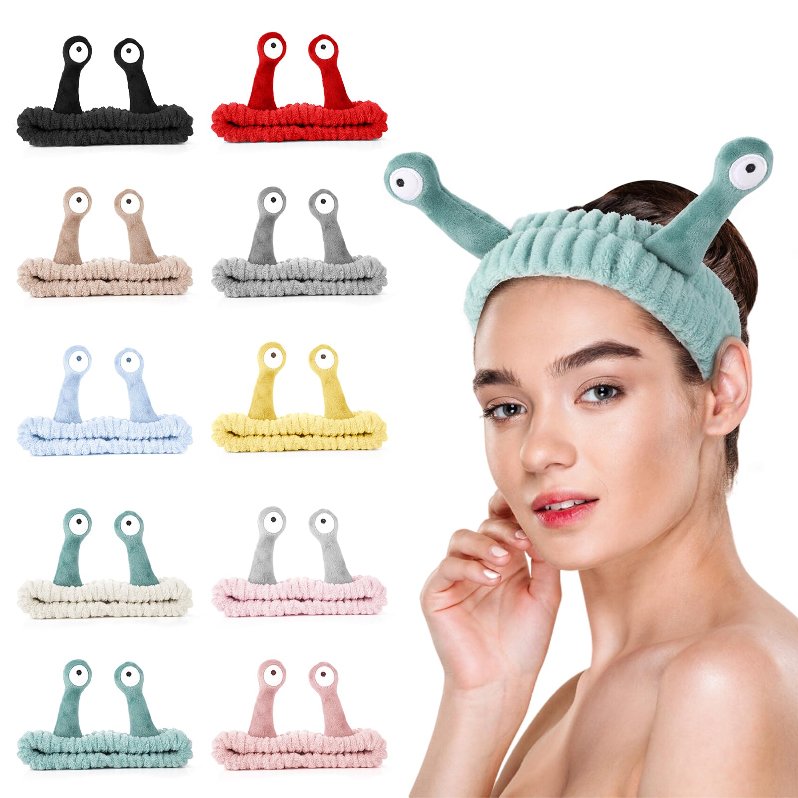 Molain Fascia per capelli per lavare il viso, fascia per capelli in flanella carina, fascia per capelli con palma e lumaca, fasce elastiche per capelli creative accessori per capelli