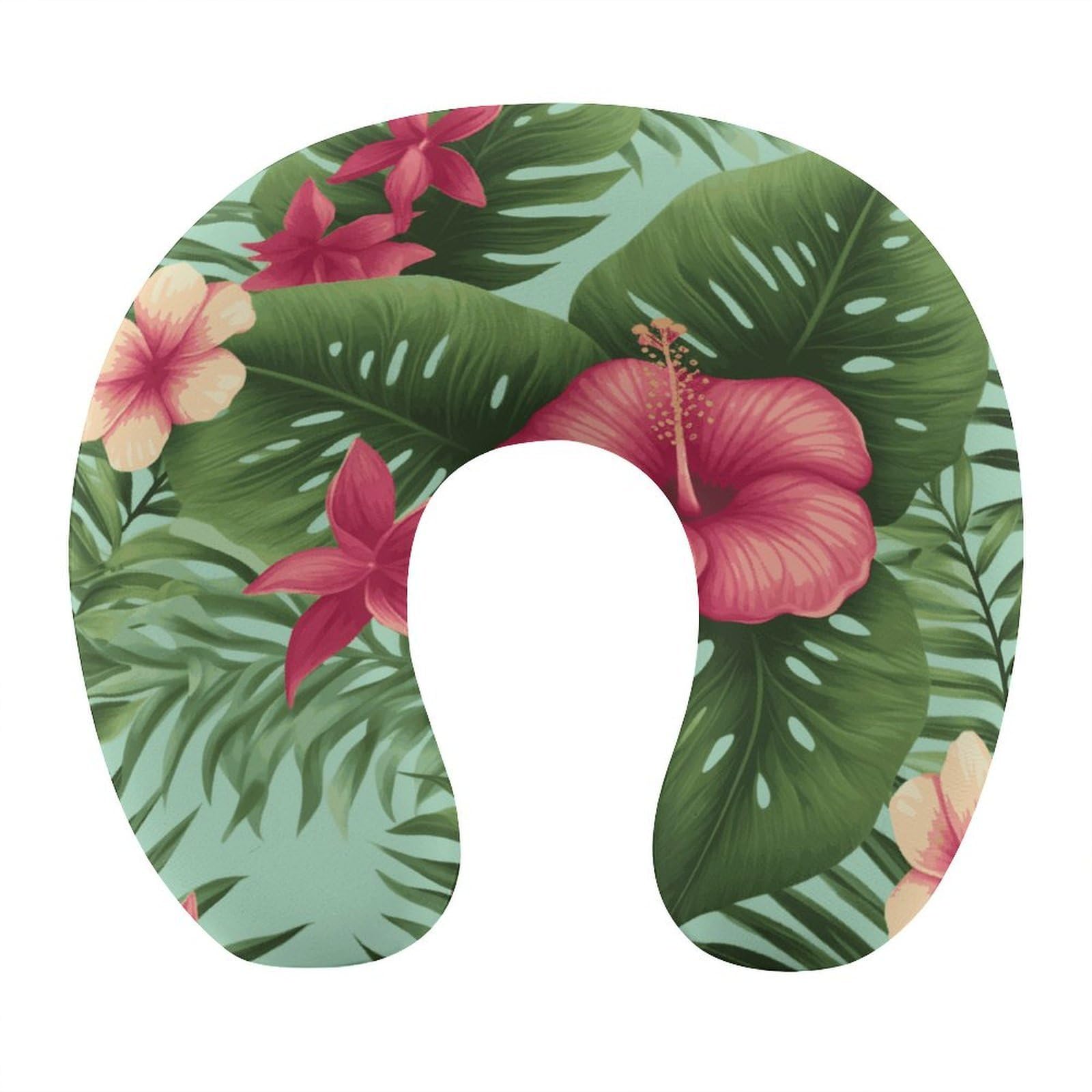 Btcowzrv Style Tropical Hibiscus U Shaped Neck Pillow Travel Pillows