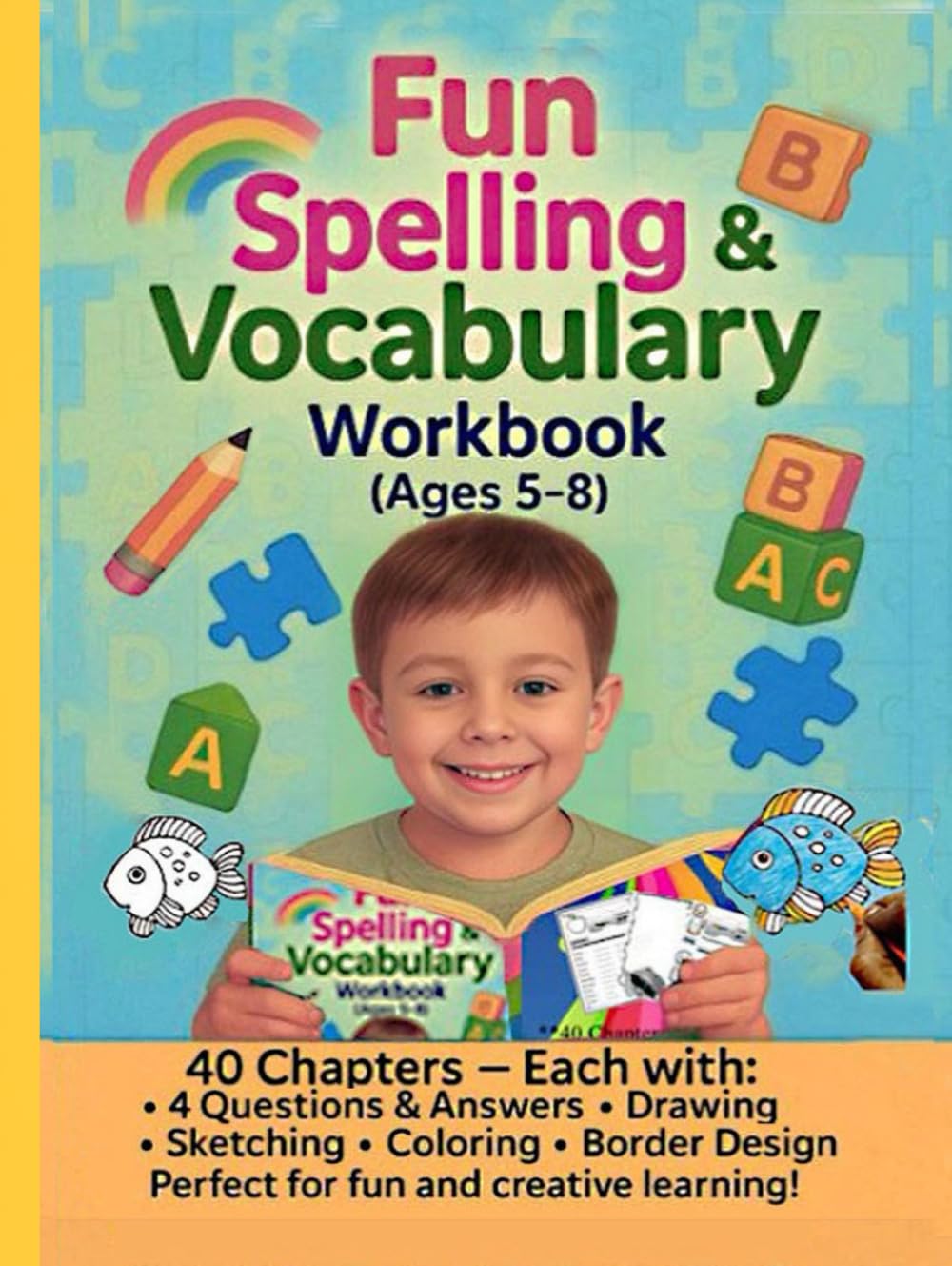 Fun Spelling & Vocabulary Workbook for Kids Ages 5–8: Preschool & Kindergarten Learning Activities