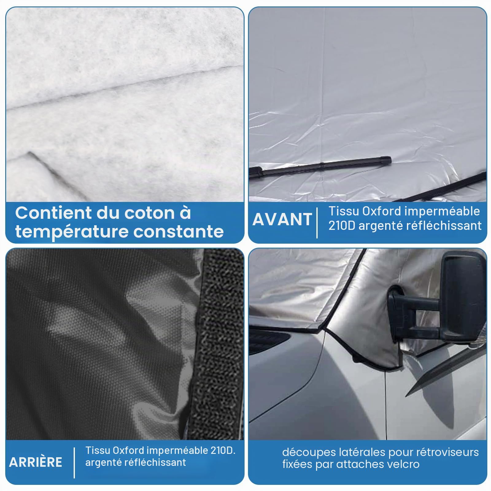Housse de Pare-Brise Thermique Externe pour Ford Transit Custom 2012-2022, imperméable, Protection Contre la Neige, la Glace, la poussière, Le Soleil