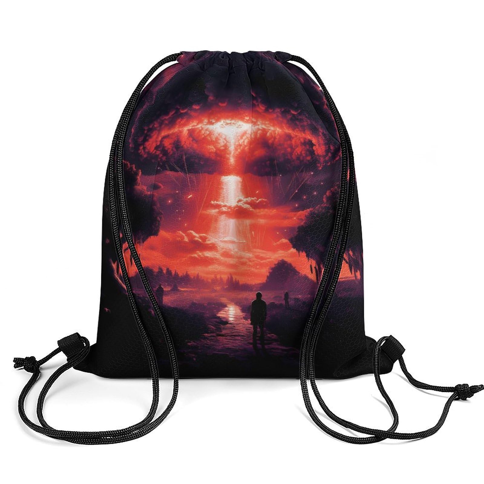 Atom Bomb Mushroom Cloud Drawstring Backpack Durable Sport Gym Bags Daypack for Men Women 35 * 42cm