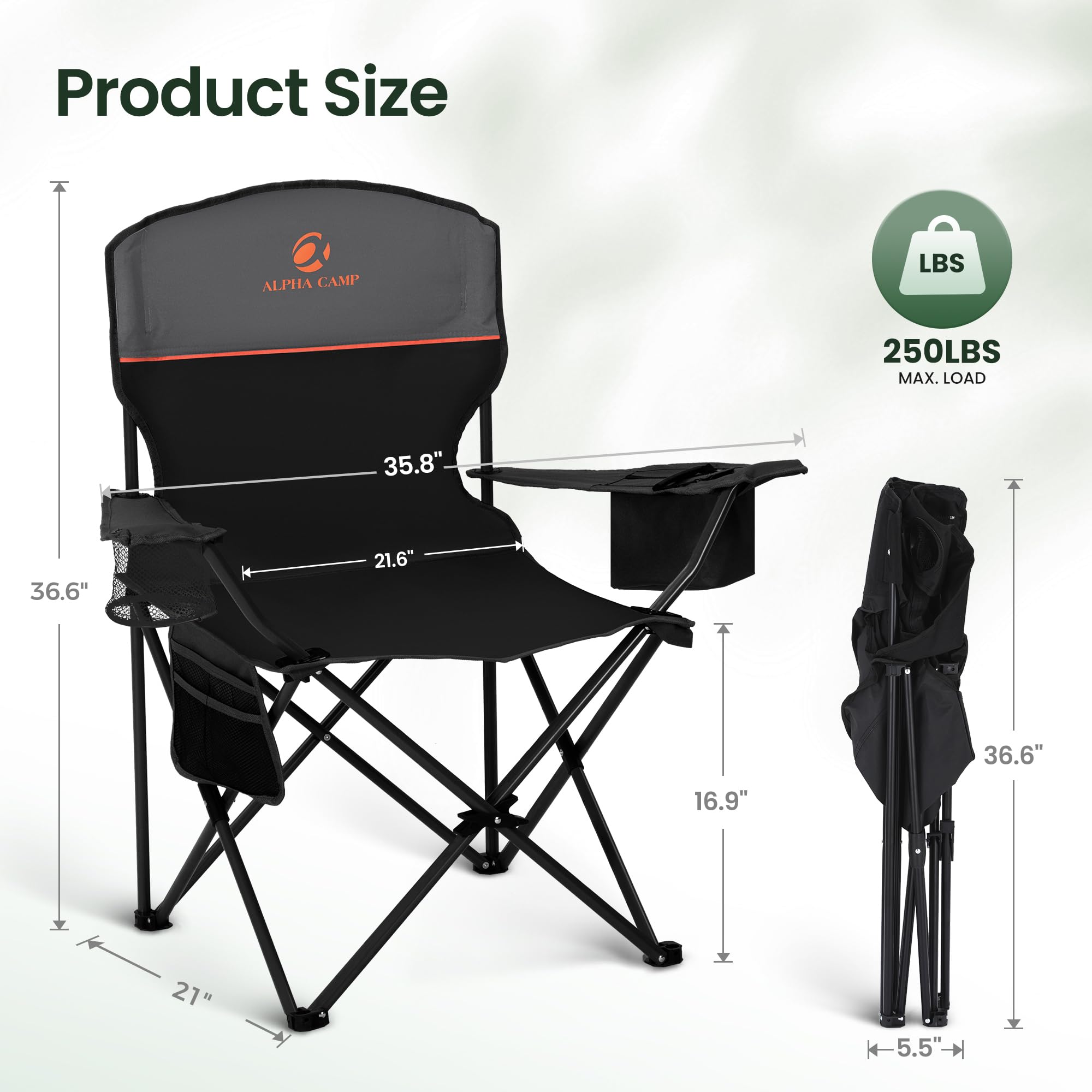 ALPHA CAMP Chaise de camping Noir