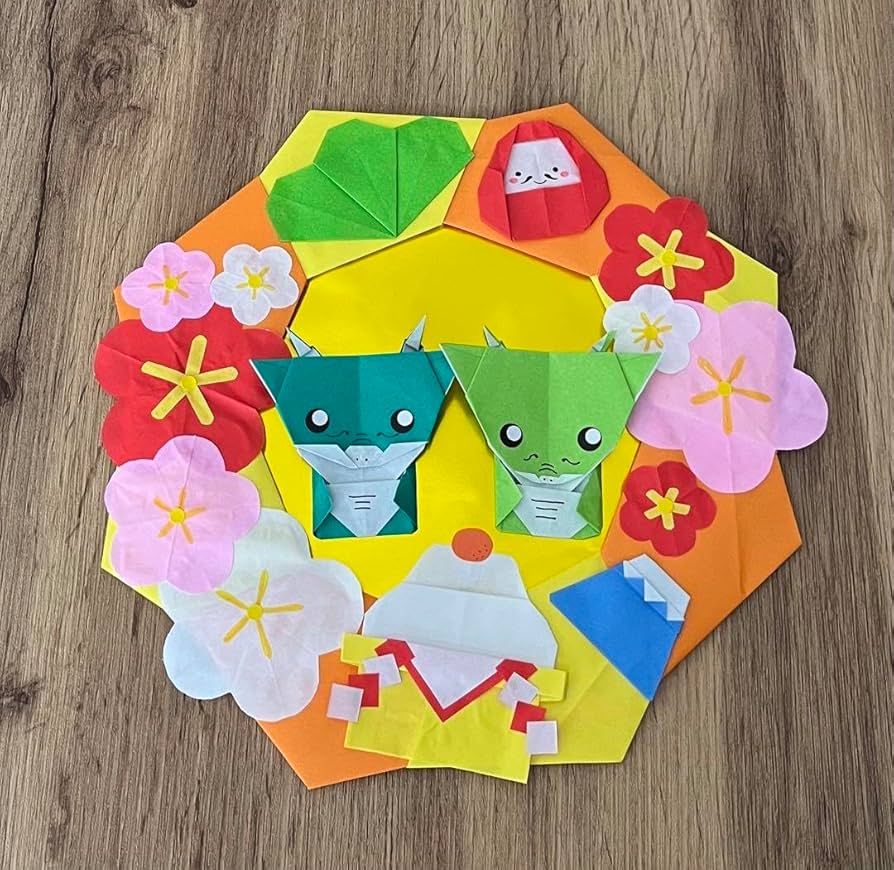 Amazon.co.jp: お正月リース 辰 折り紙リース 壁面飾り 干支 1月