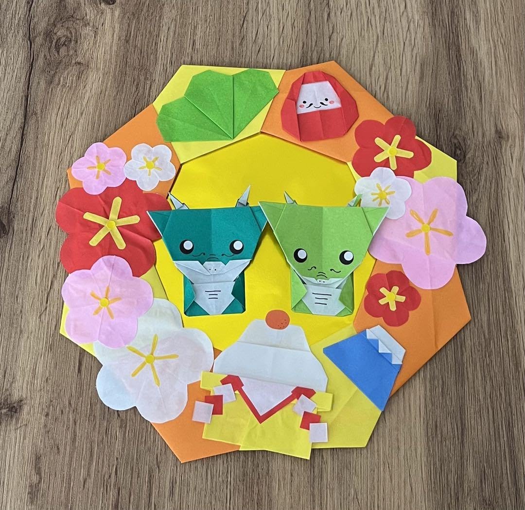 専用】 折り紙リース ハンドメイド 壁面飾り 干支 巳 だるま 専用