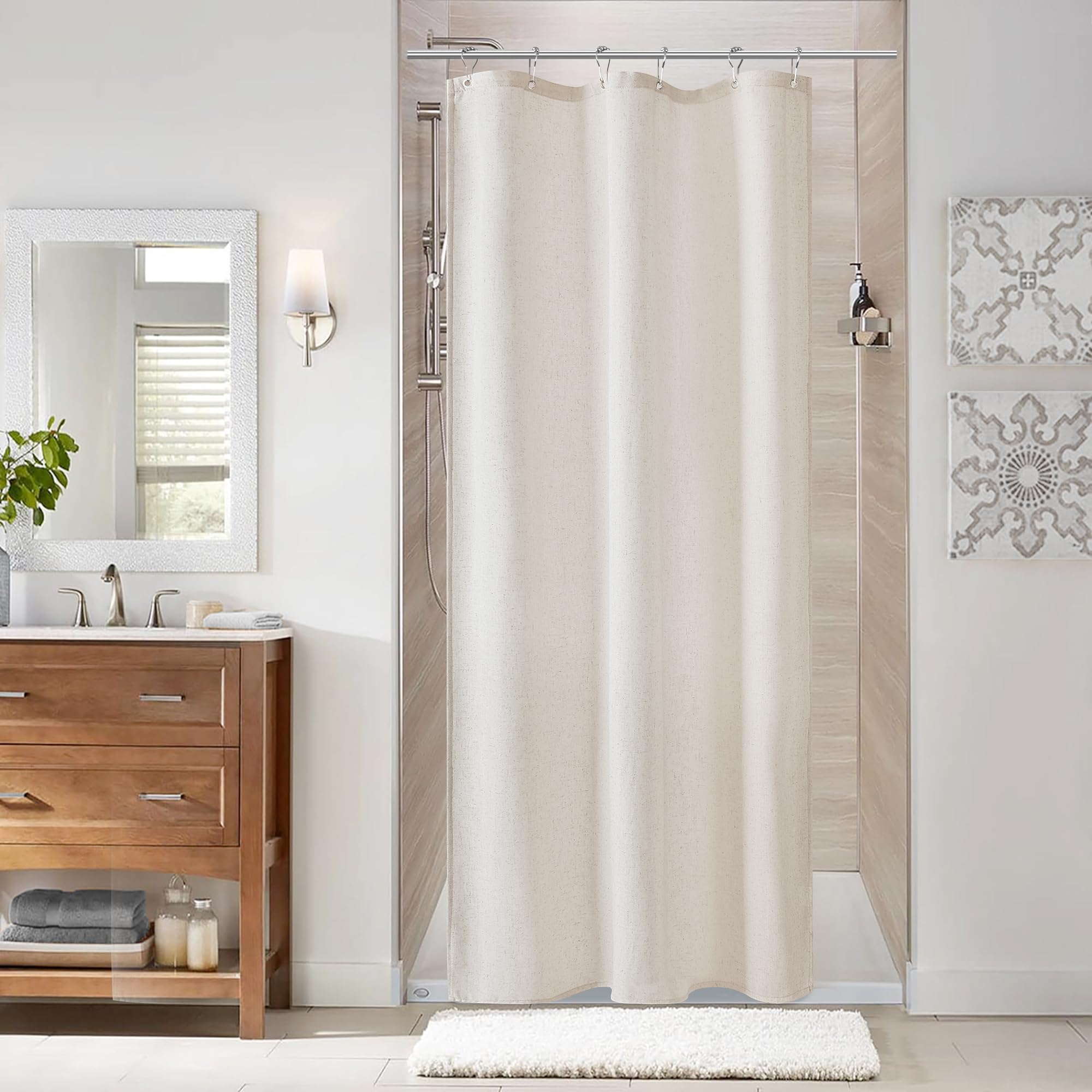 Naturoom Linen Shower Curtain 36x72 Inch for Bathroom Oatmeal 1 Panel